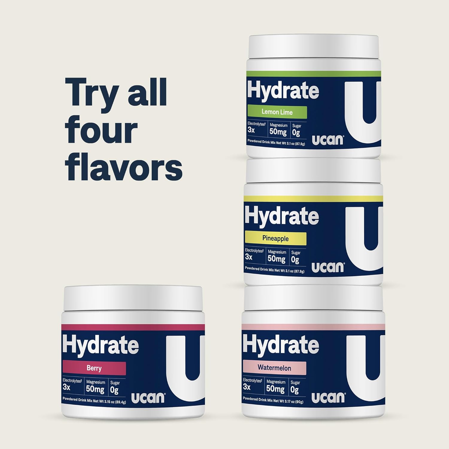 Bundle of UCAN Hydrate Watermelon and Lemon Lime Jars - Ideal for Running, Training, Fitness, Cycling, Crossfit | Sugar-Free, Vegan, & Keto-Friendly Energy Drink Supplement - Espot.com.au