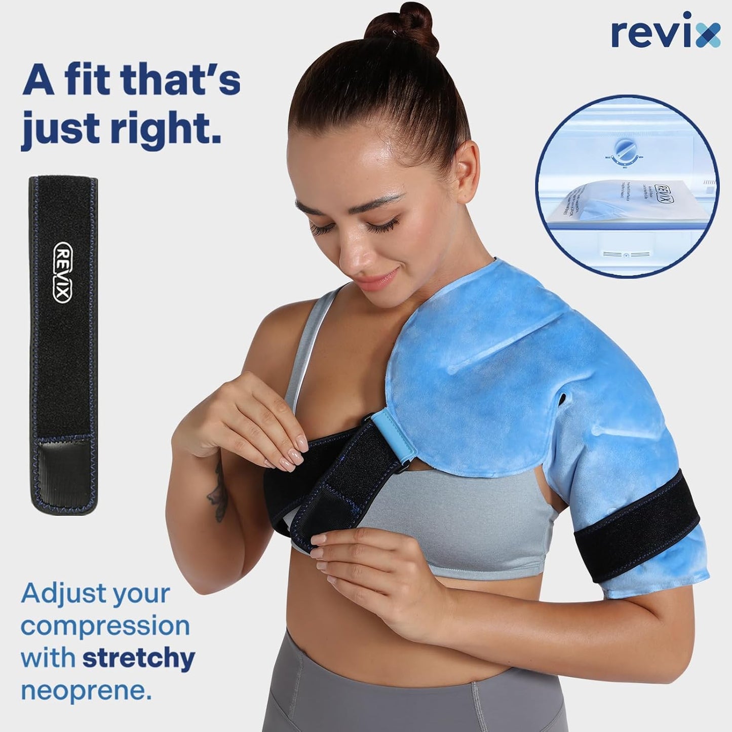 REVIX Shoulder Ice Pack Wrap for Rotator Cuff Cold Therapy - Reusable Cold Compression Brace for Shoulder Discomfort and Fatigue, Post-Workout Recovery - Ease Tiredness - Espot.com.au