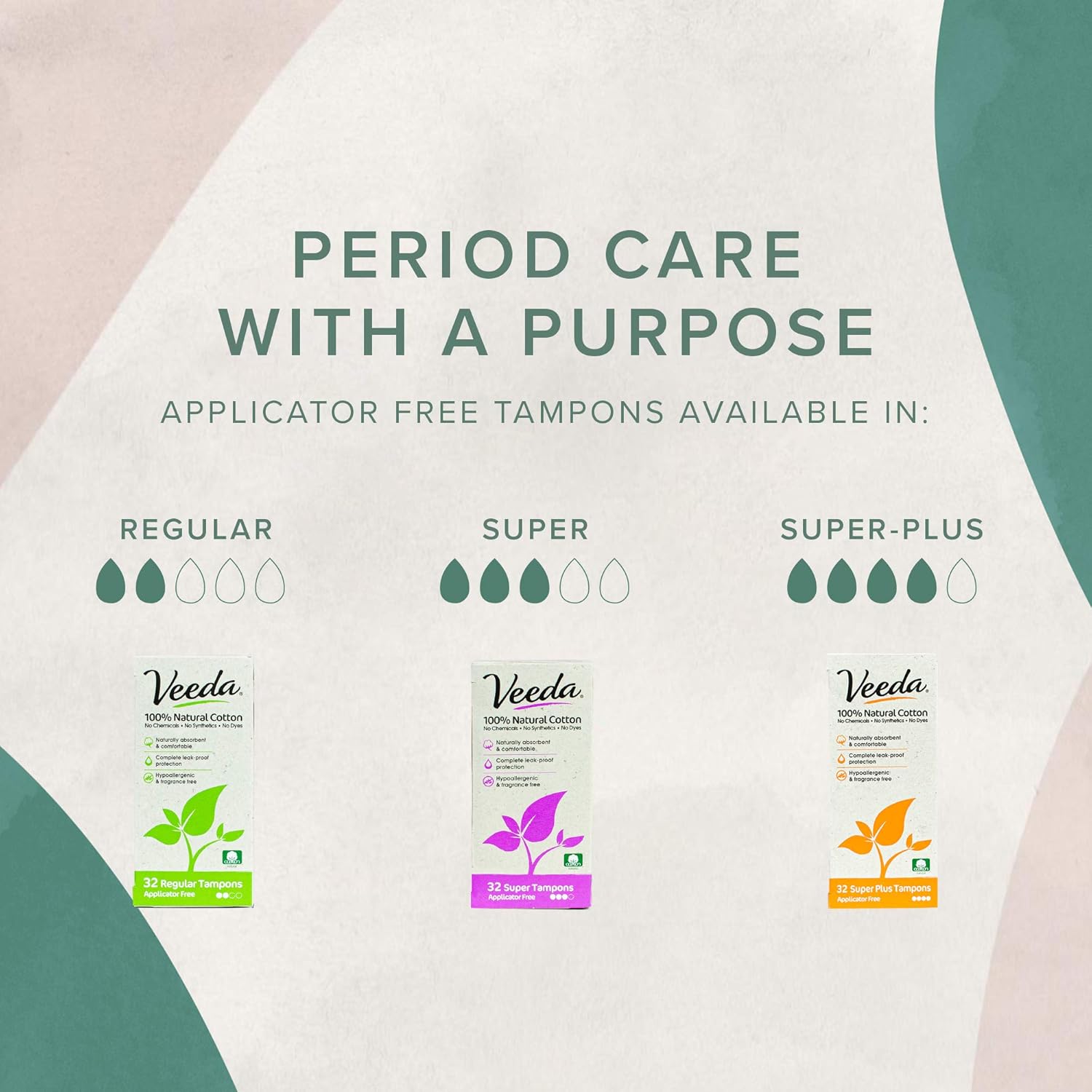 32-count-veeda-super-plus-absorbency-natural-cotton-tampons---applicator-free-leak-proof-toxin-free---unscented---100-cotton-5