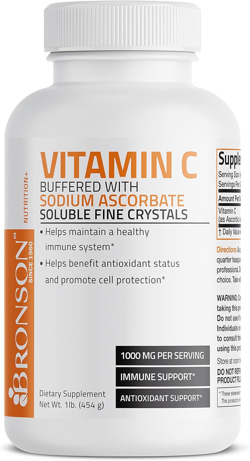 Buffered Vitamin C Powder - 1lb (16oz) - Promotes Immune System Health & Cell Protection - Antioxidant with Sodium Ascorbate - Espot.com.au