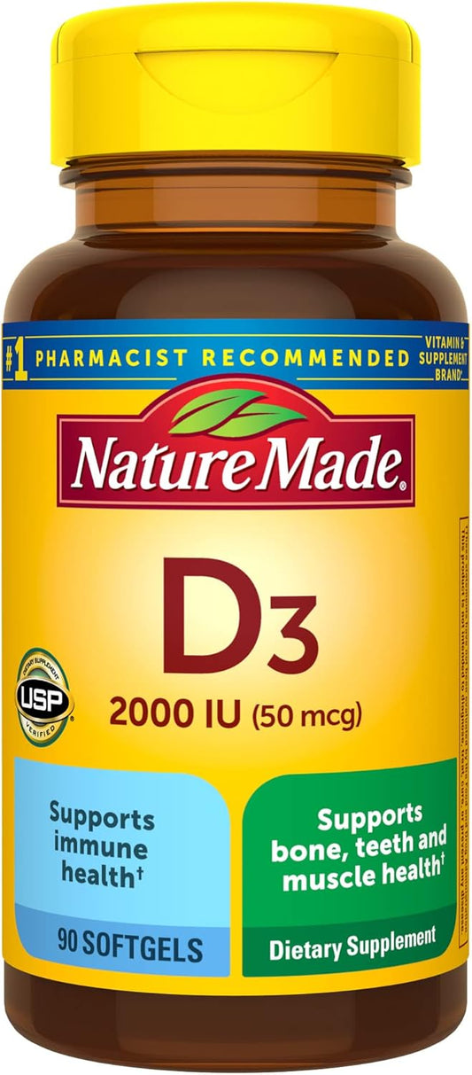 Vitamin D3 2000 IU Softgels for Bone, Teeth, Muscle & Immune Health - 90 Day Supply - Espot.com.au