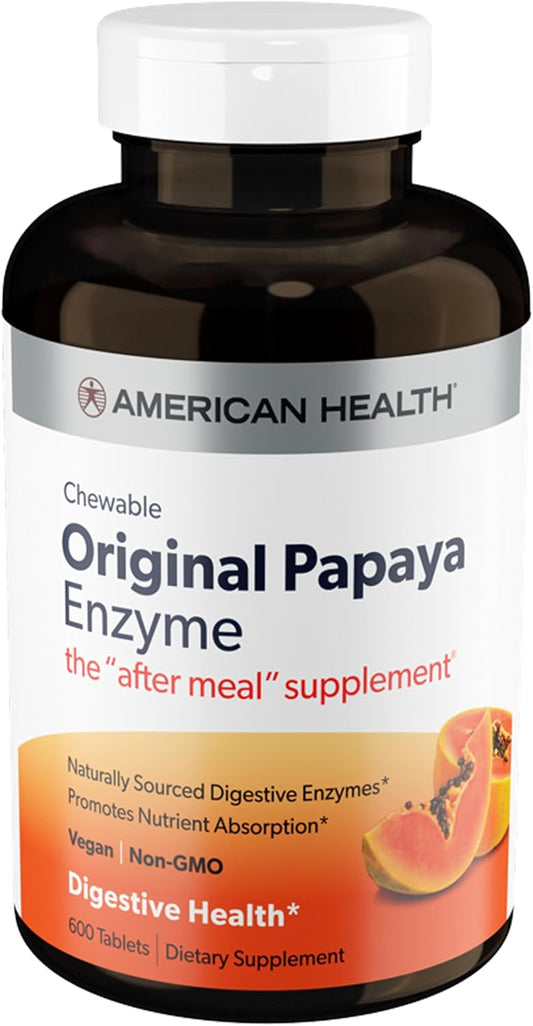 American Health Papaya Enzyme Chewable Tablets - Supports Digestion and Nutrient Absorption - 600 Tablets (200 Servings) - Espot.com.au