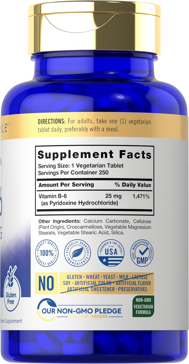 carlyle-vitamin-b6-25mg-250-tablets---vegetarian-non-gmo-gluten-free-supplement-2