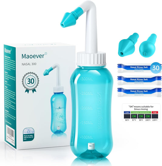 maoever-neti-pot-sinus-rinse-kit---300ml-nasal-wash-bottle-with-30-salt-packets---nose-cleaner-for-adults-kids---bpa-free---green-1
