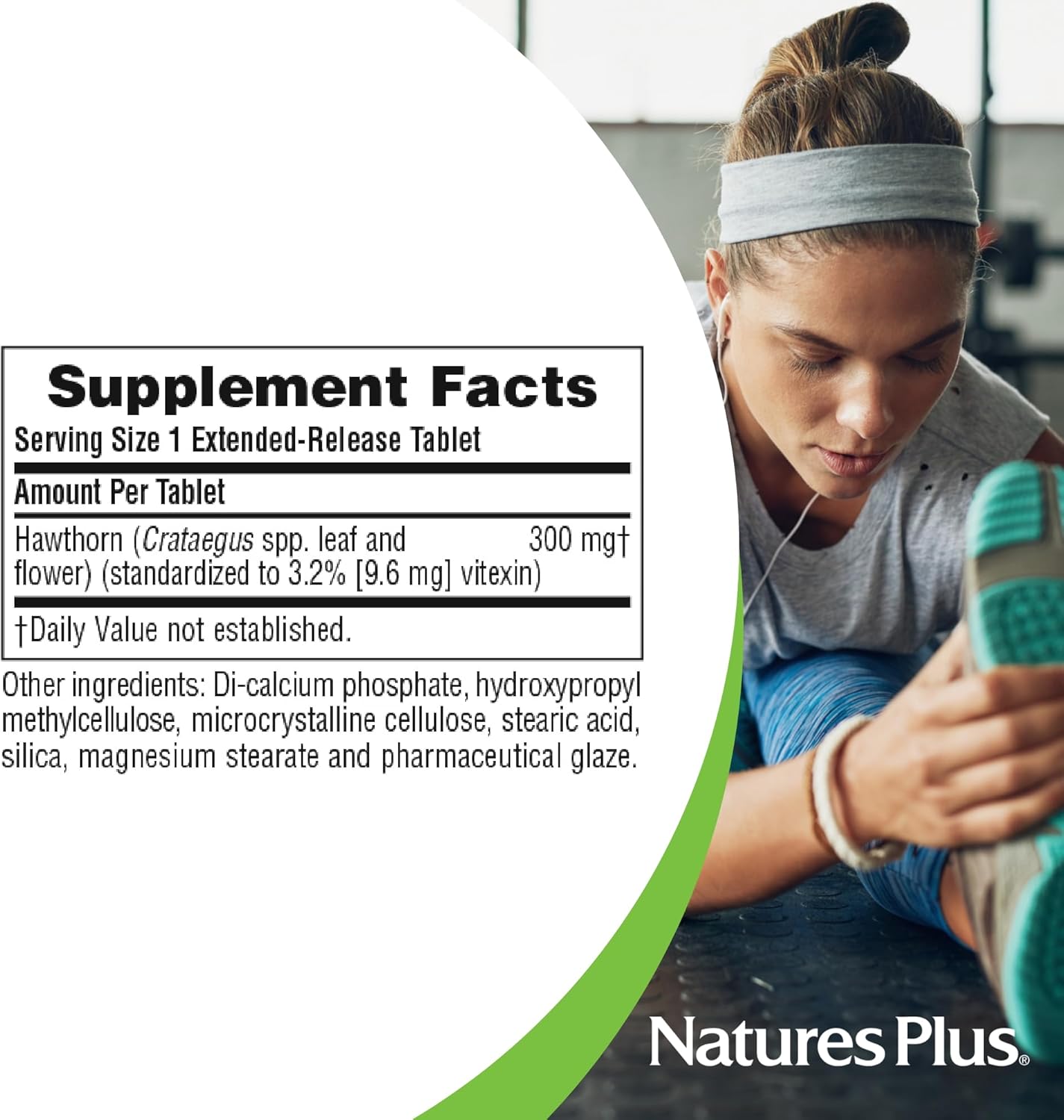 Natures Plus Herbal Actives Hawthorne Tablets - 300mg Strength, 3.2% Vitexin, Vegan Formula - 30 Servings - Espot.com.au