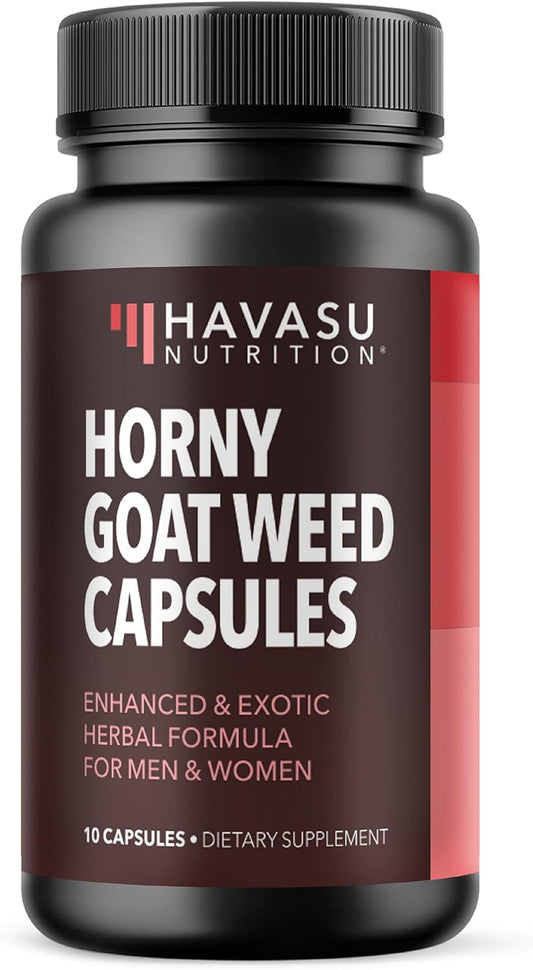 Extra Strength Horny Goat Weed Capsules for Men & Women - Energy & Performance Support with Tongkat Ali, Muira Puama, Saw Palmetto - 10 Count - Espot.com.au