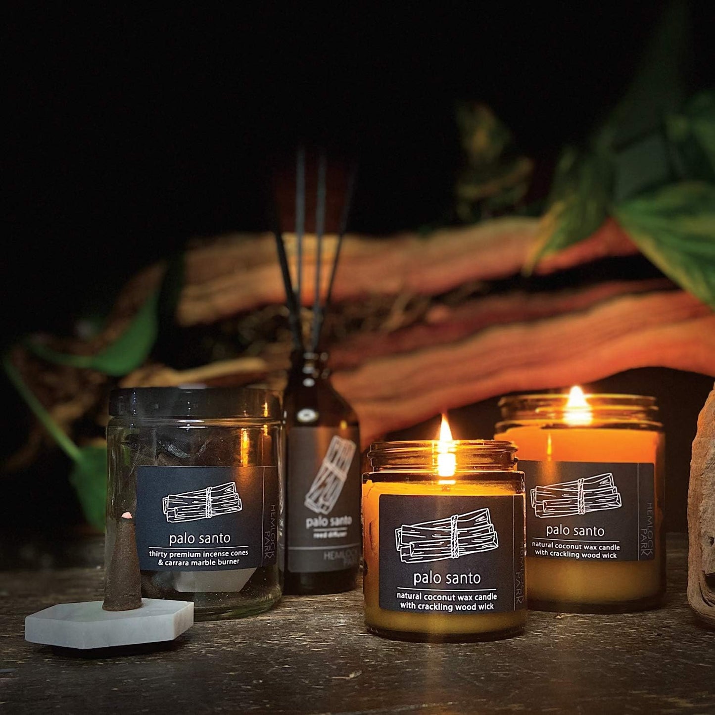 handcrafted-palo-santo-crackling-wood-wick-candle---natural-coconut-wax-essential-oils---8-oz-standard-size---hemlock-park-3