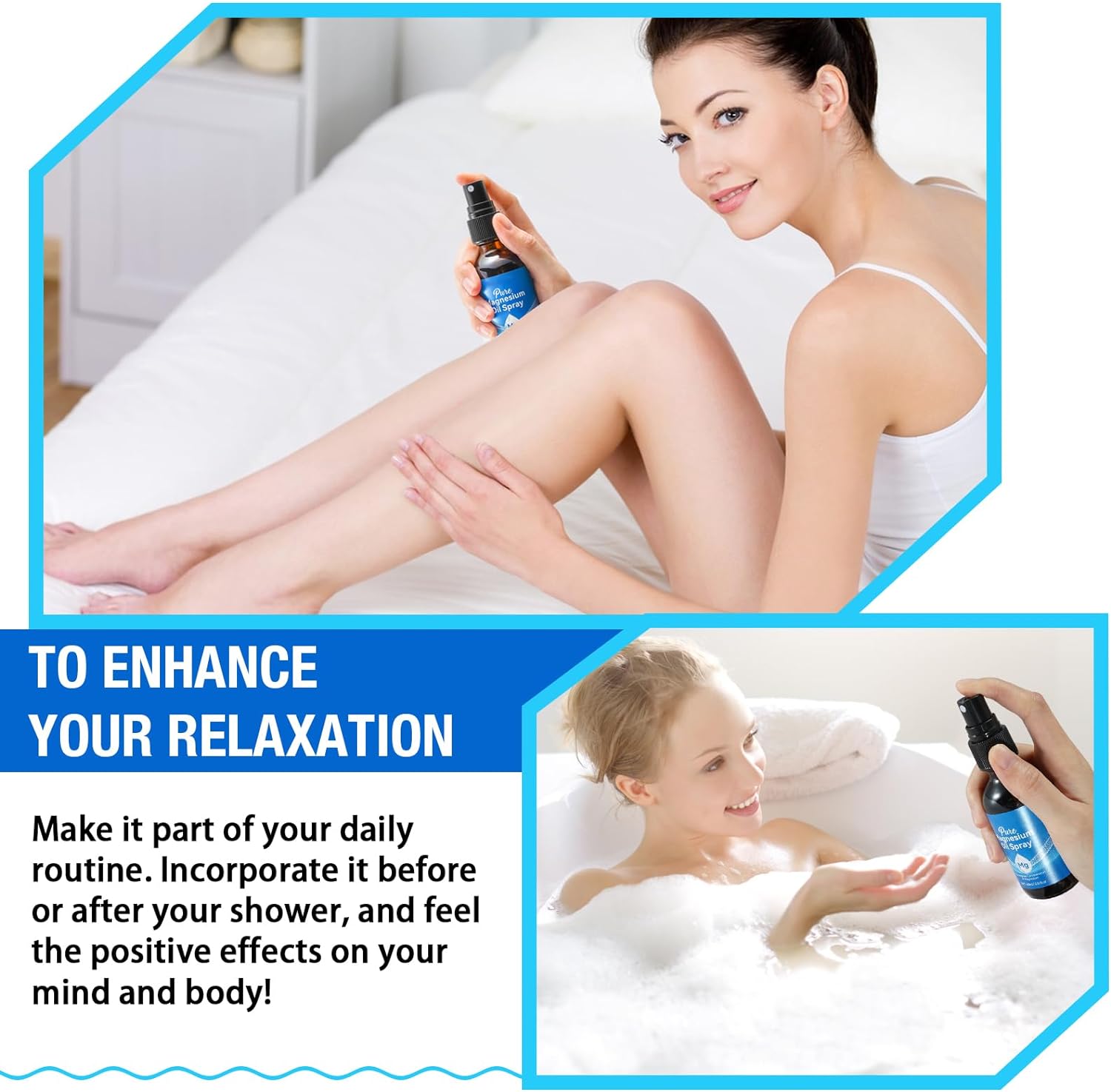 Organic Topical Magnesium Oil Spray for Feet - Quick Absorption, Pure & Natural, 2 oz (Pack of 2) - Espot.com.au