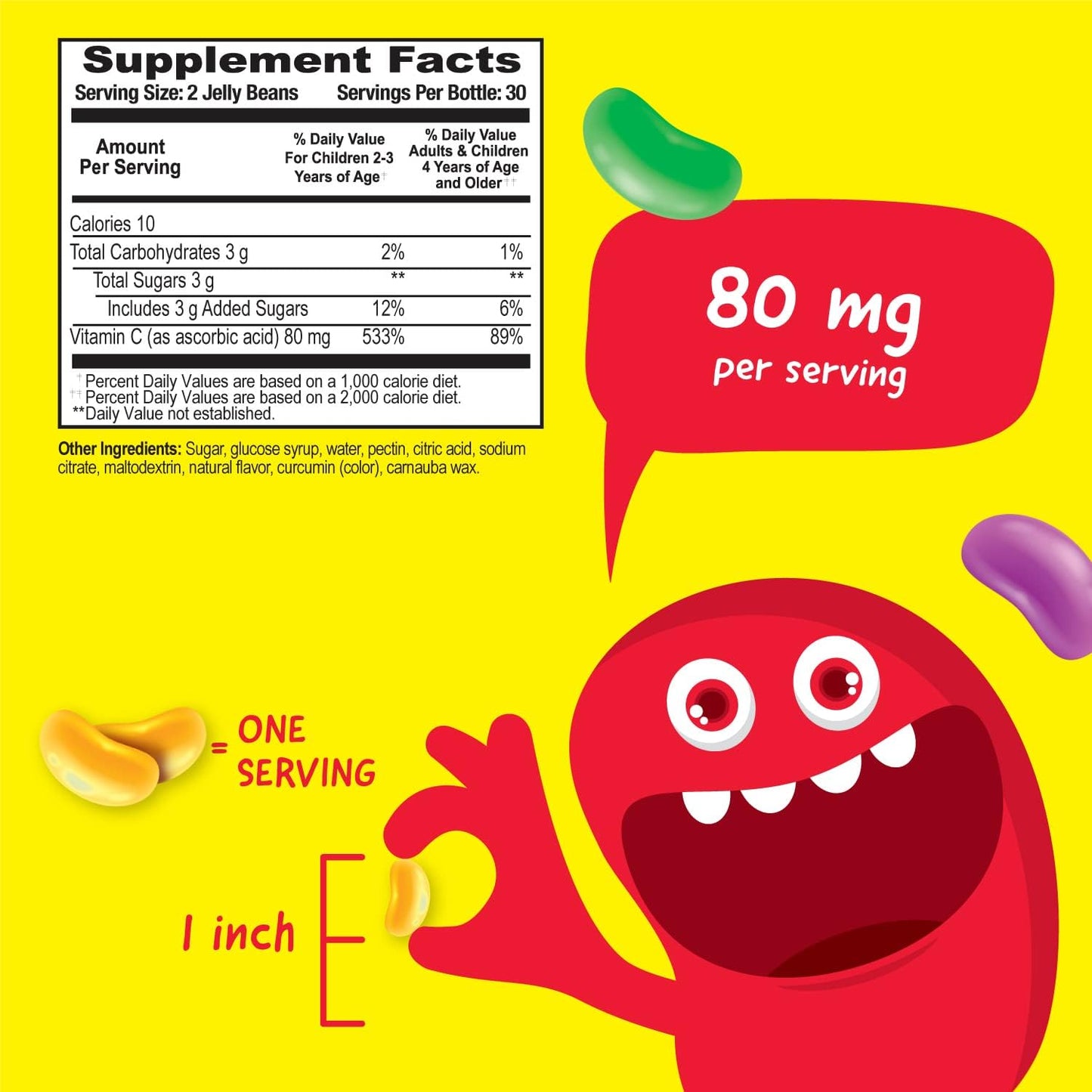 VitaWorks Kids Vitamin C Orange Jelly Beans - 80mg Immune Support Gummies - Vegan, GMO-Free, Gluten Free - 60 Count - Espot.com.au