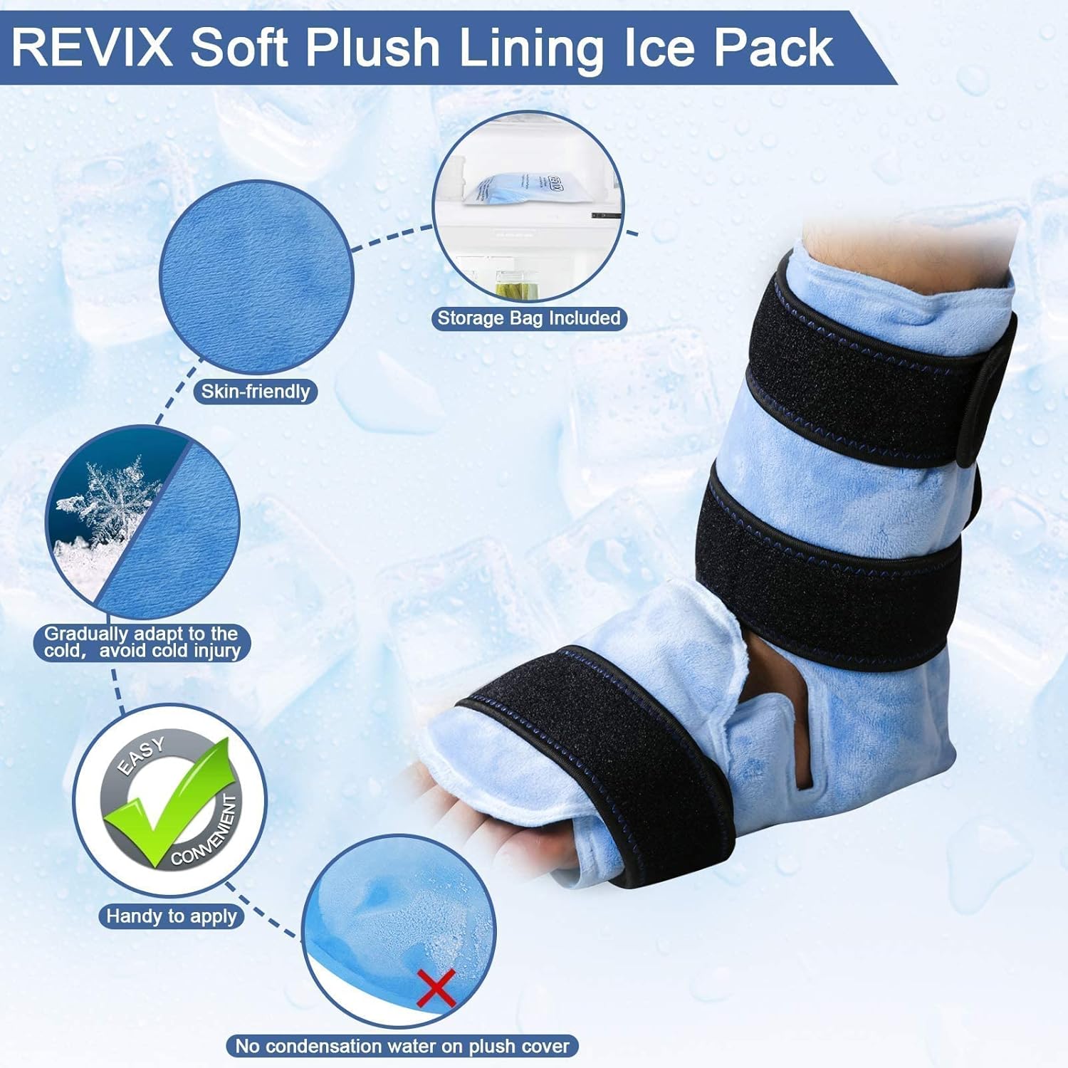 REVIX Reusable Gel Ice Wrap for Ankle and Knee Injuries - Pain Relief for Leg Injuries - Espot.com.au
