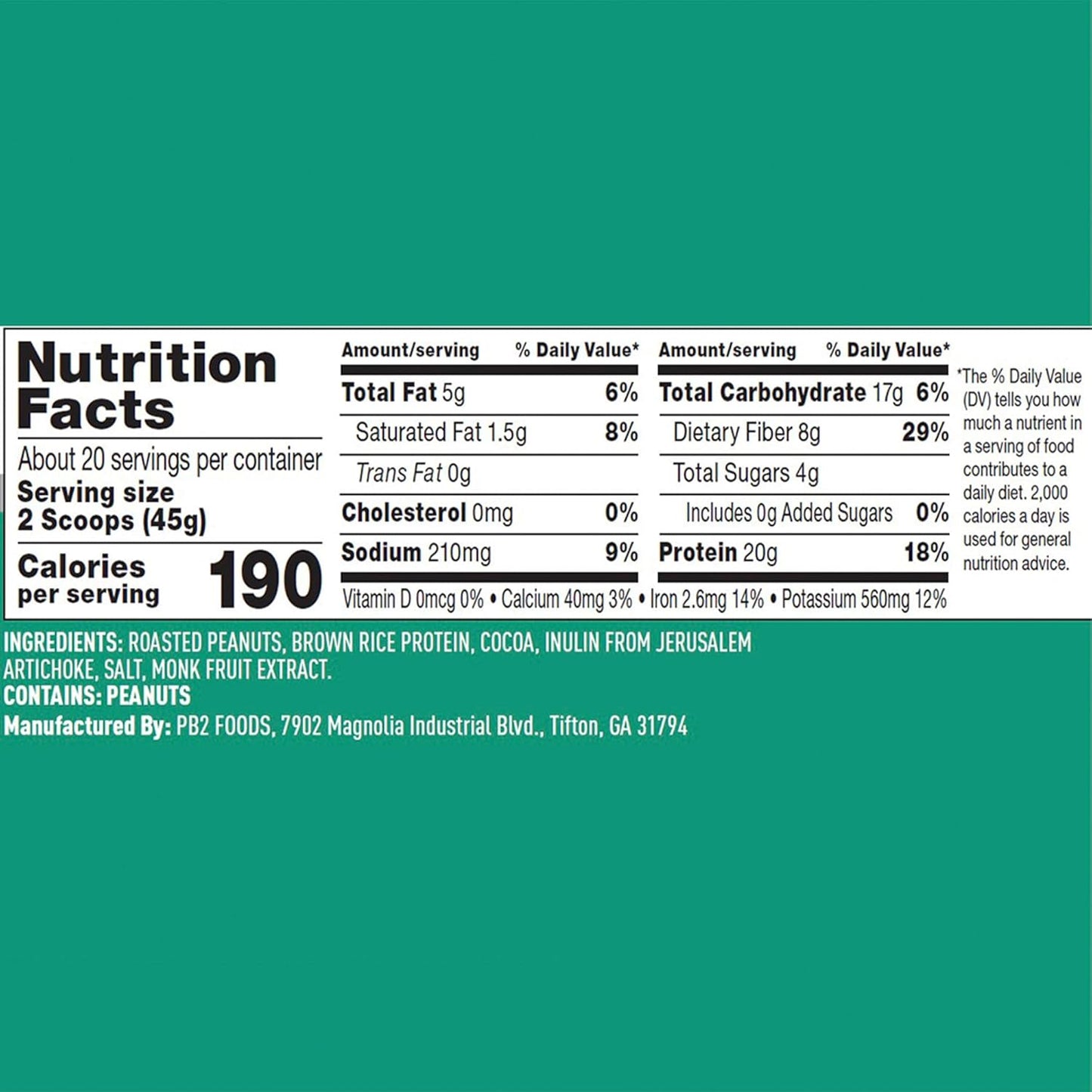 pb2-dutch-cocoa-peanut-protein-powder---20g-vegan-plant-based-protein---non-gmo-gluten-free-non-dairy---2-lb32-oz-jar-2