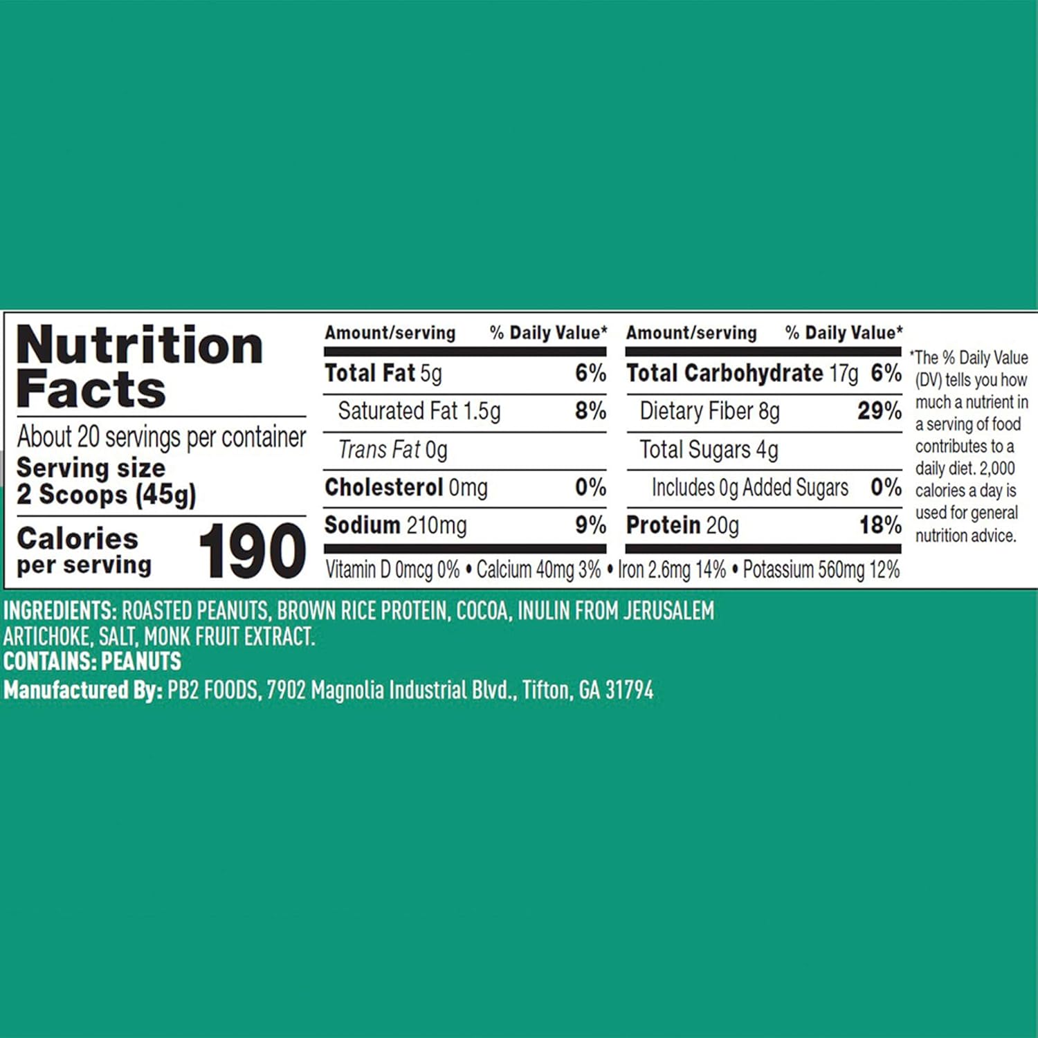 pb2-dutch-cocoa-peanut-protein-powder---20g-vegan-plant-based-protein---non-gmo-gluten-free-non-dairy---2-lb32-oz-jar-2