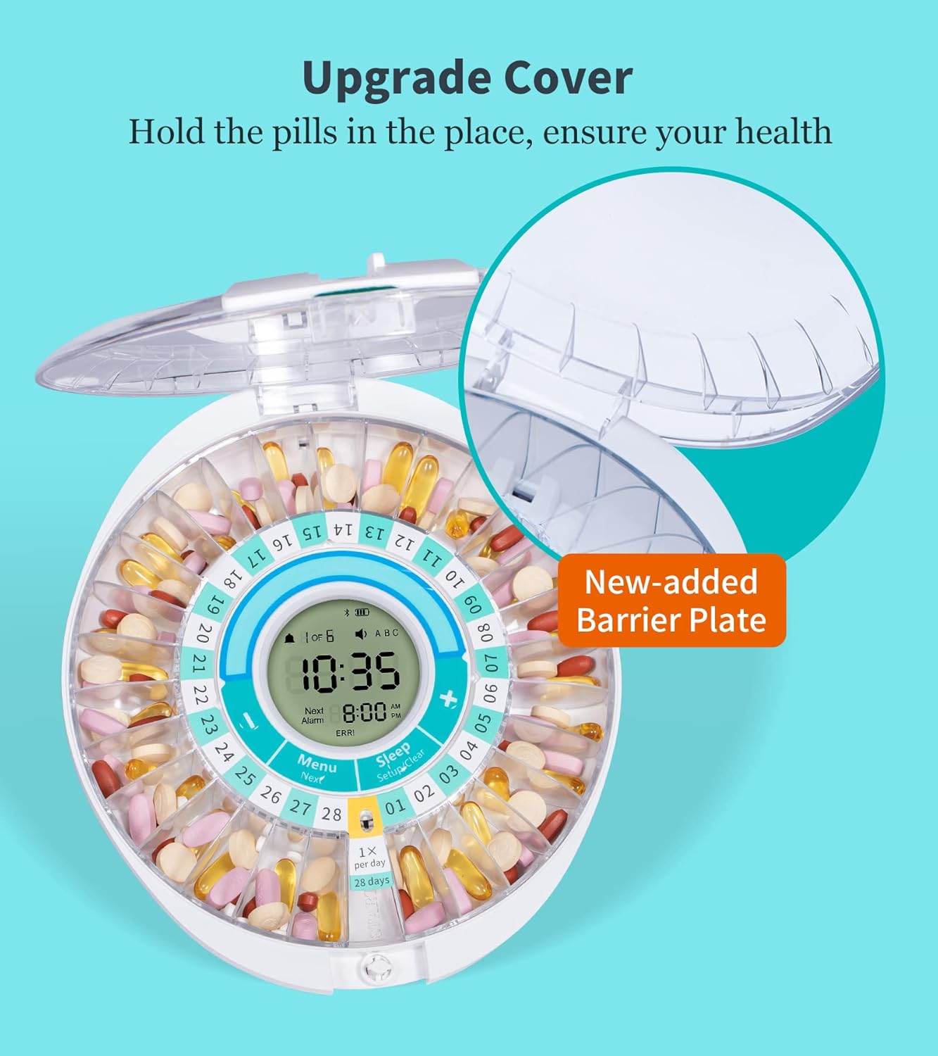 upgrade-bluetooth-smart-automatic-pill-dispenser-for-elderly---28-compartment-electronic-medication-organizer-with-sound-light-and-app-alarm---watch-operation-video-4