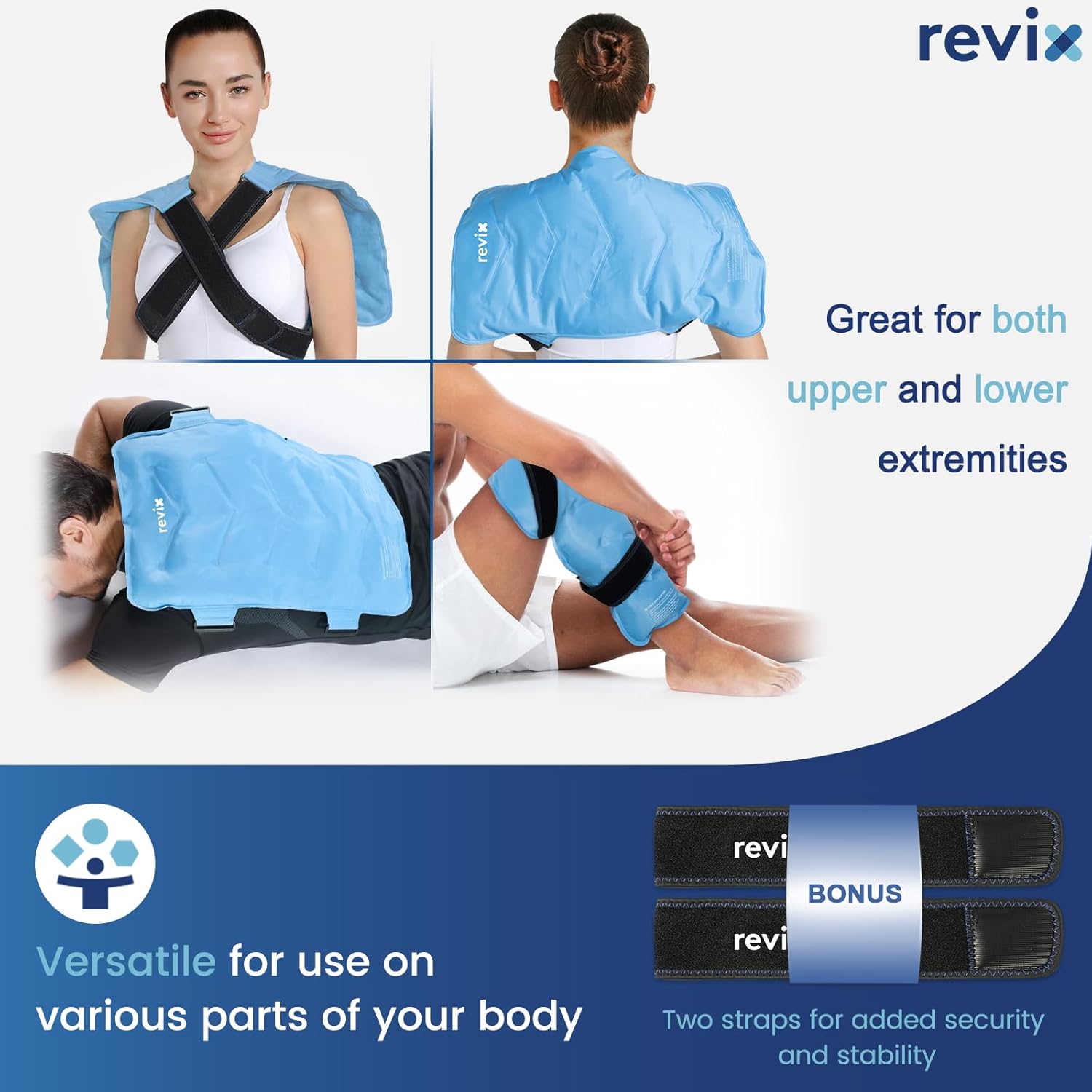 Large Gel Ice Wrap for Back Pain Relief - REVIX Full Back Ice Pack for Flexibility and Mobility with Cold Compression Therapy - Reusable XXL Size - Espot.com.au