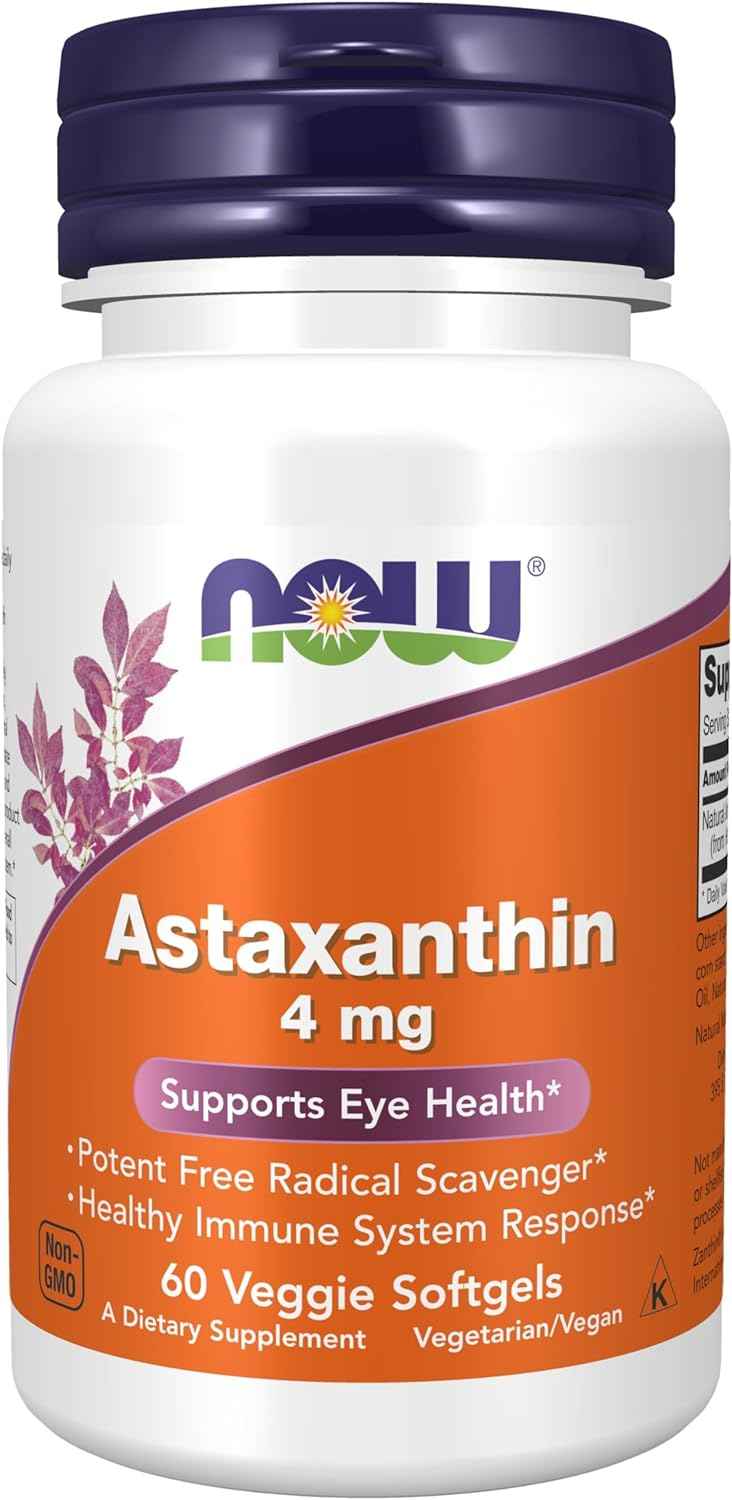 Astaxanthin 4 mg Softgels with Zanthin® for Eye Health Support - 60 Count by NOW Foods