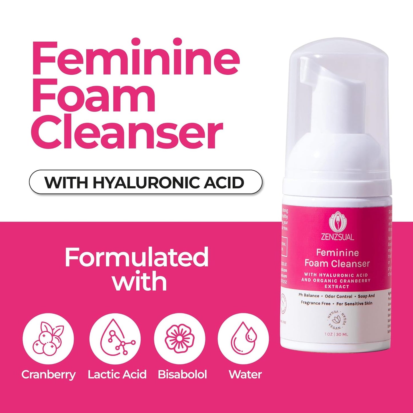 zenzsual-hyaluronic-acid-feminine-foam-cleanser-with-organic-cranberry-extract---ph-balanced-hypoallergenic-vaginal-moisturizer---fragrance-free-1-oz-3