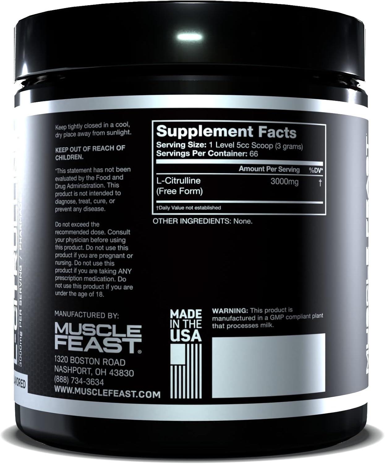 vegan-l-citrulline-powder-for-muscle-pumps-and-vascularity---nitric-oxide-booster-unflavored-200g---muscle-feast-premium-formula-2