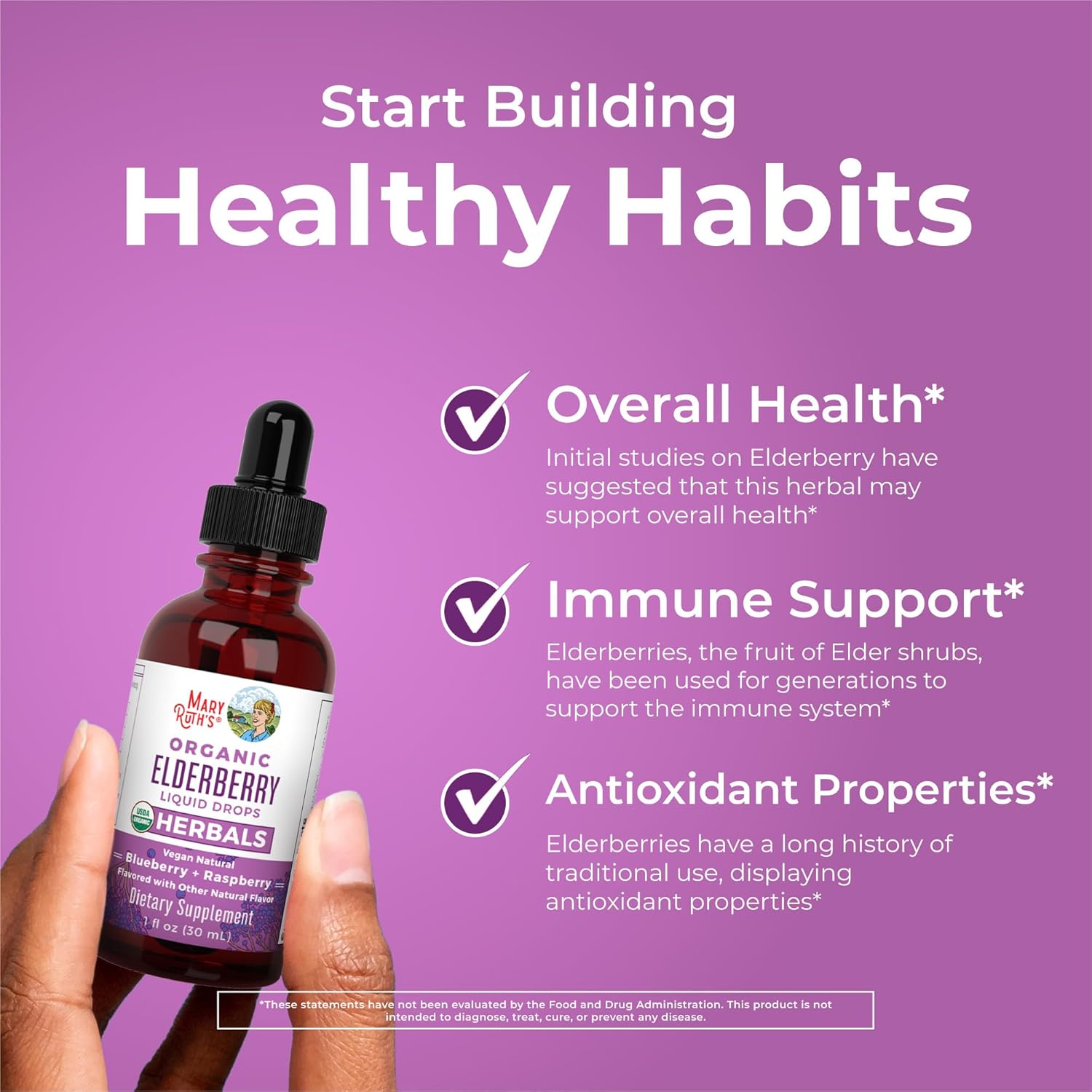 Organic Precision Probiotic & Elderberry Drops for Women - Raspberry & Blueberry | USDA Certified | Supports Gut Health, Immunity, Wellness | Vegan & Non-GMO - Espot.com.au