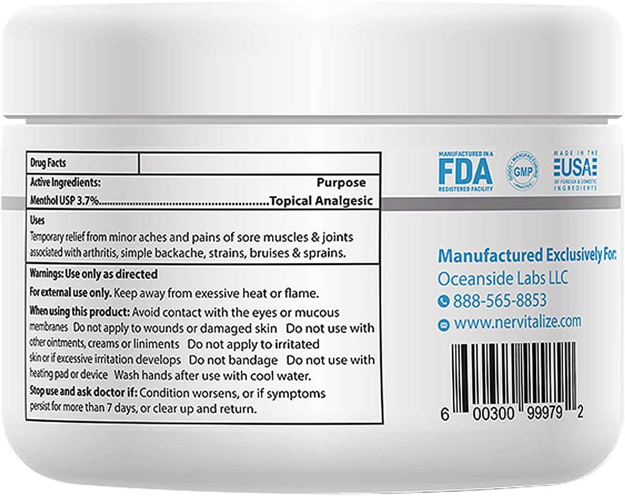 3 fl oz Nervitalize Fast Acting Nerve Pain Relief Cream - Maximum Strength Formula for Neuro Pain Relief and Nerve Nourishment - Made in USA - Espot.com.au
