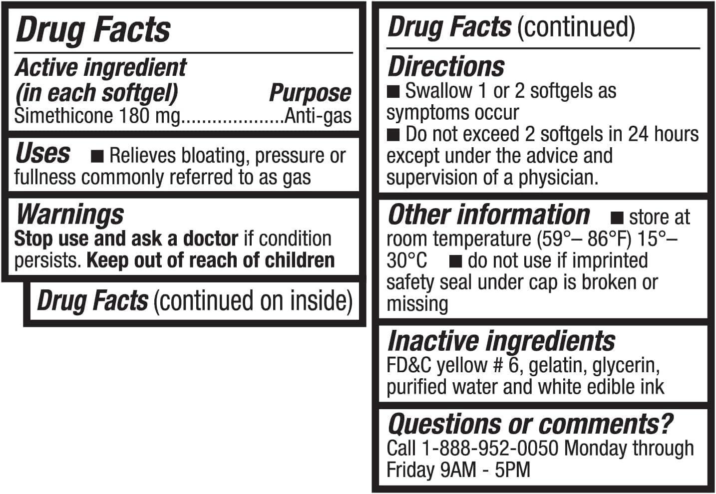 HealthA2Z® Gas Relief Simethicone 180mg Capsules - Fast-Acting Anti-Flatulence for Stomach Discomfort - 60 Count - Espot.com.au