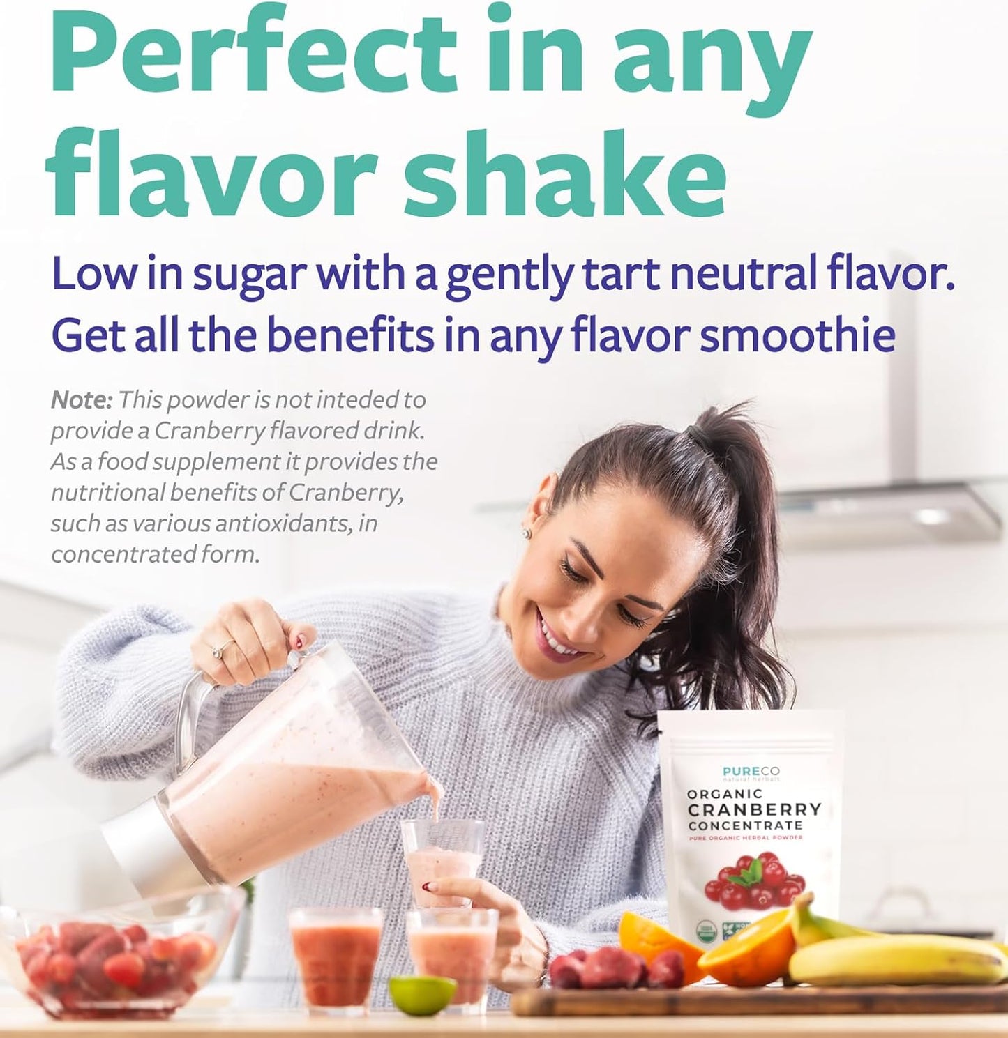 Organic Cranberry Concentrate Powder for Kidney Cleanse & UTI Support - Equivalent to 25,000mg Fresh Cranberries - Women's Vitamins - 100 Servings - Espot.com.au
