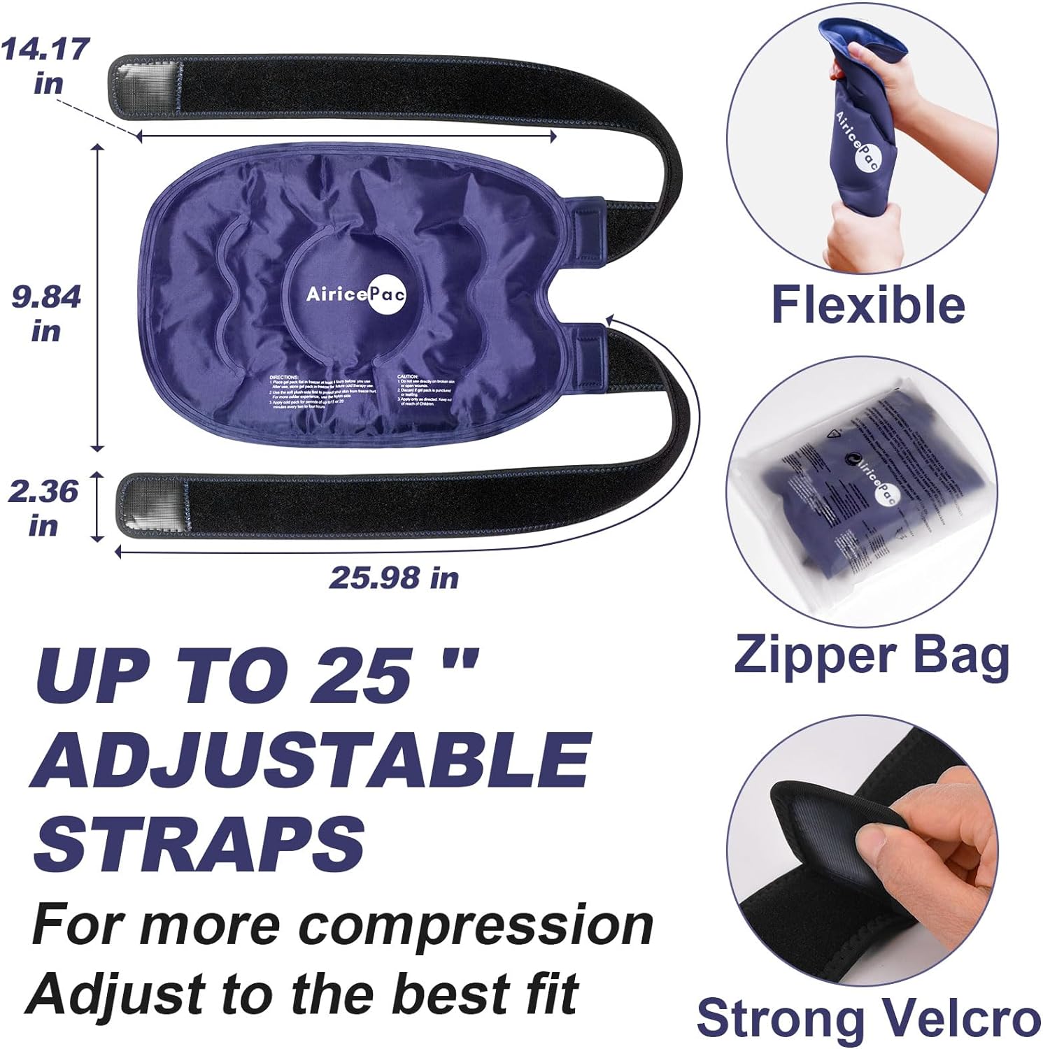 Reusable Gel Ice Wrap for Knee Pain Relief - Cold Compress Therapy for Injuries, Swelling, Arthritis, Meniscus Tear, ACL - Ideal for Knee Replacement Surgery - Blue - Espot.com.au