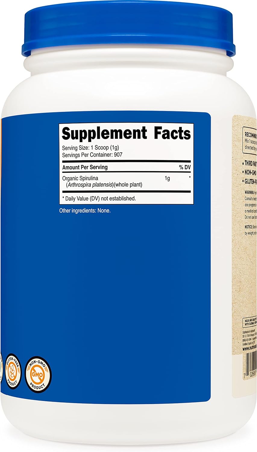 2 LB Nutricost Organic Spirulina Powder - Pure Certified Organic Algae Supplement for Energy & Immune Support - Espot.com.au