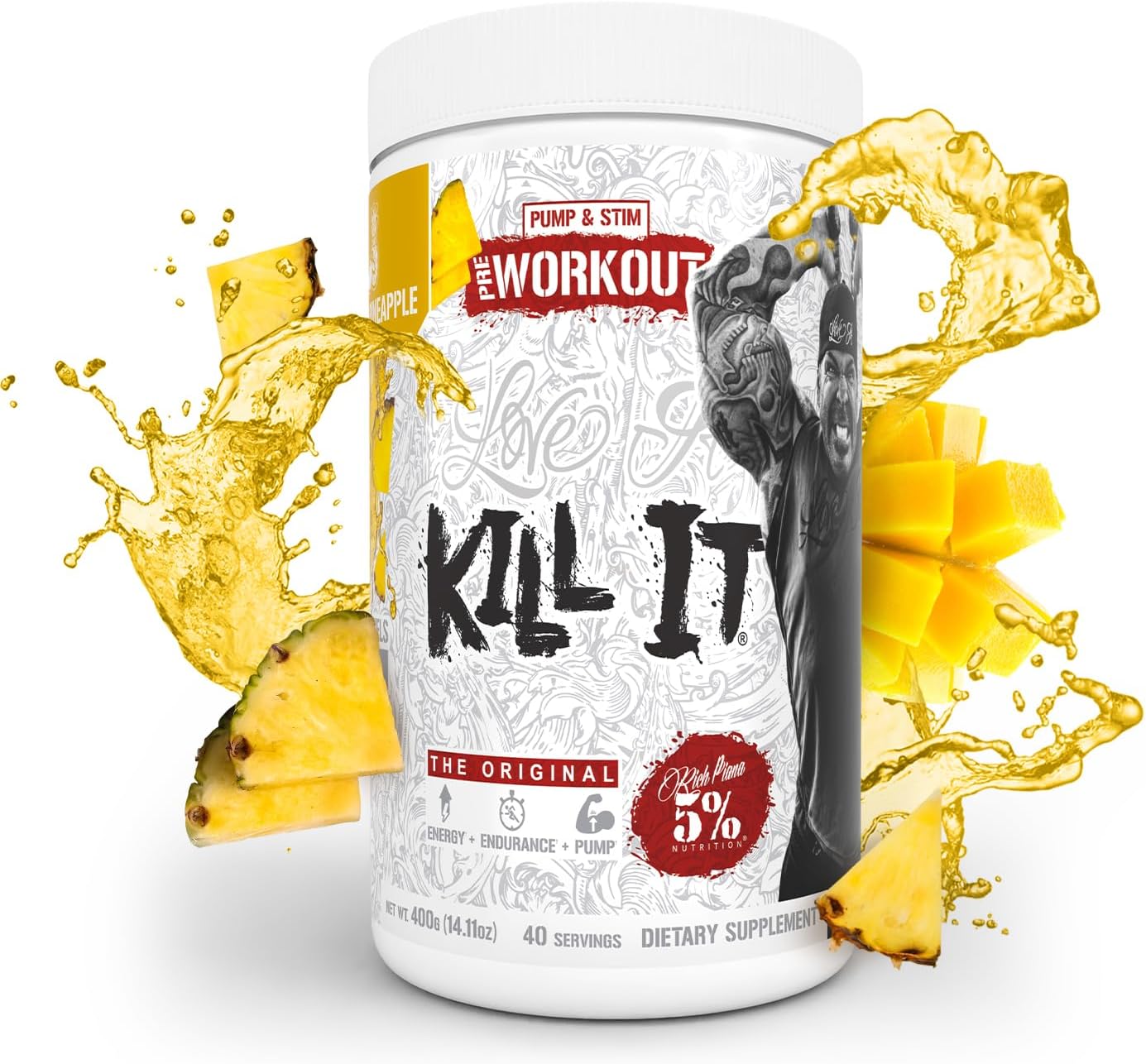 5-nutrition-rich-piana-kill-it-pre-workout-powder---mango-pineapple-flavor---boost-strength-endurance-and-pump-with-creatine-caffeine-beta-alanine-and-hydroprime-glycerol---1411-oz-40-servings-1