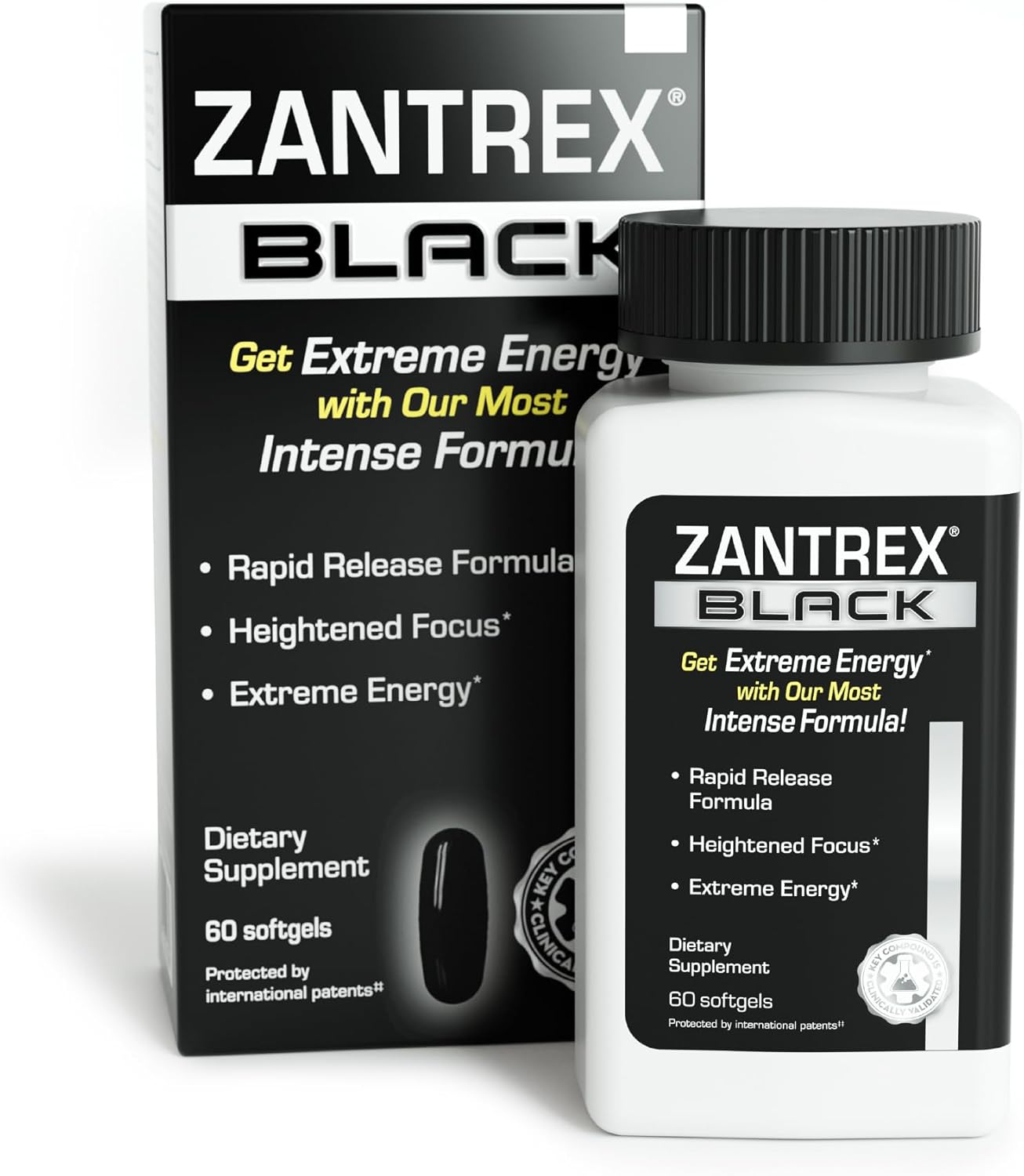 Energy-Boosting Supplement with Natural Caffeine and Herbal Ingredients - Zantrex Black Softgels for Metabolism and Craving Control - Espot.com.au