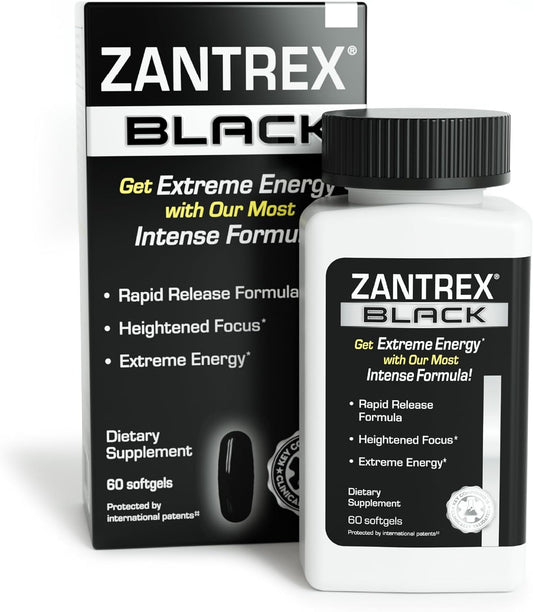 Energy-Boosting Supplement with Natural Caffeine and Herbal Ingredients - Zantrex Black Softgels for Metabolism and Craving Control - Espot.com.au