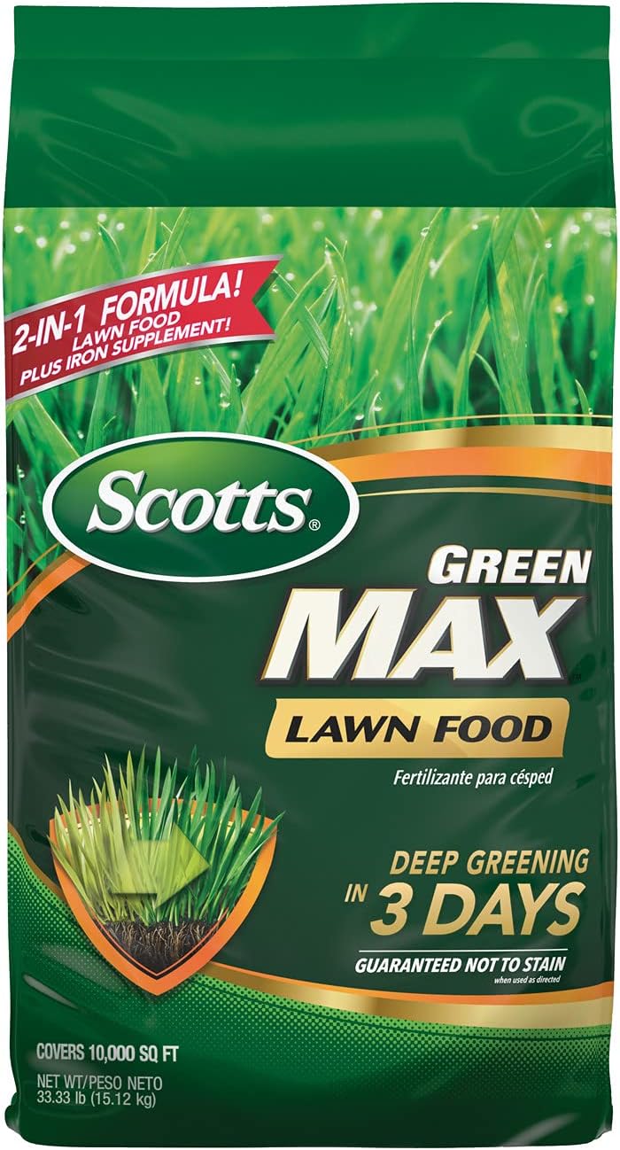 Scotts Green Max Lawn Food with Iron Supplement for Vibrant Greening, 33.33 lbs, 2-Pack - Espot.com.au