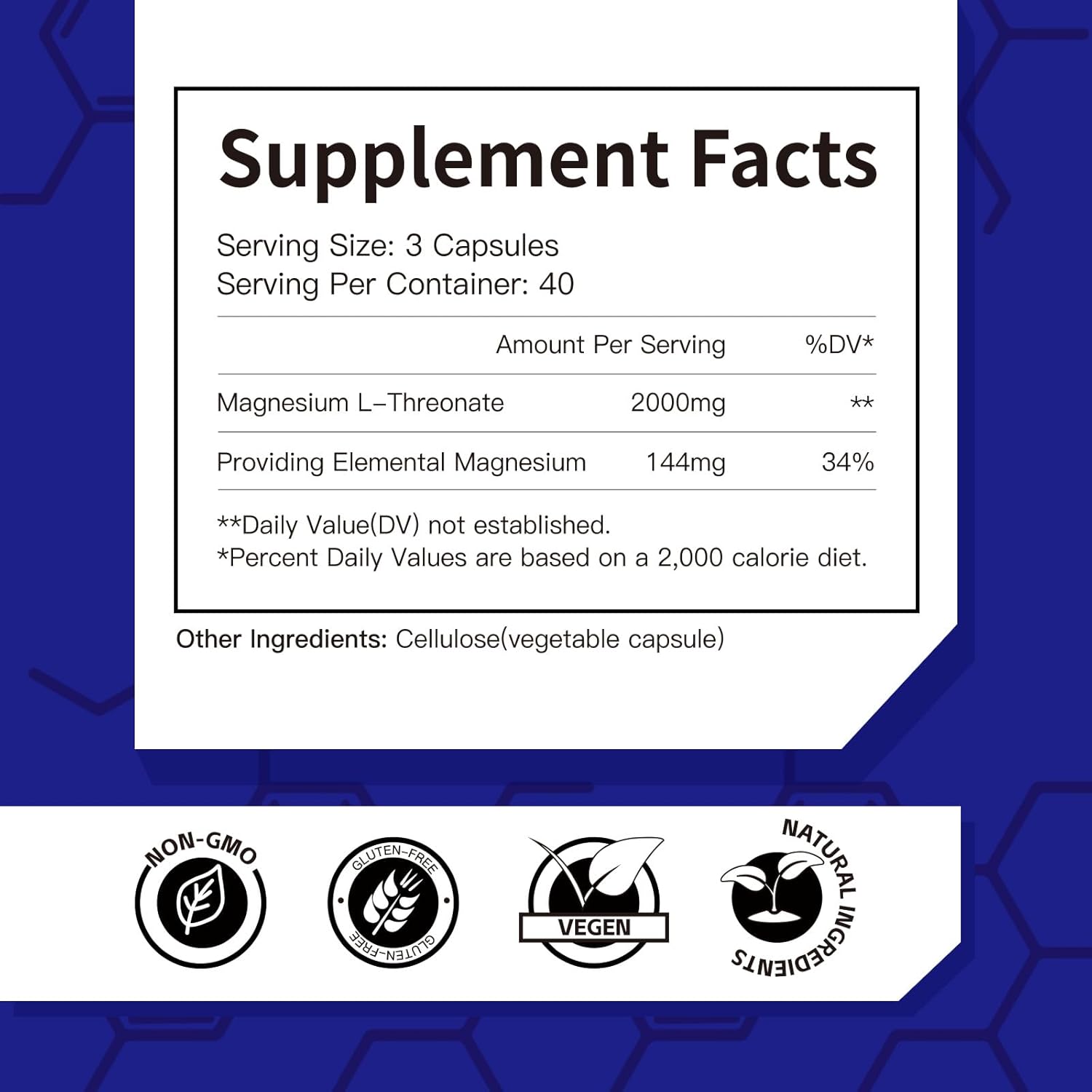 High Absorption Magnesium Threonate Capsules for Sleep, Cognition, and Energy - 40 Days Supply - 2000mg Magnesium L-Threonate - Non-GMO, Gluten Free, Vegetarian - YAAHARO - Espot.com.au
