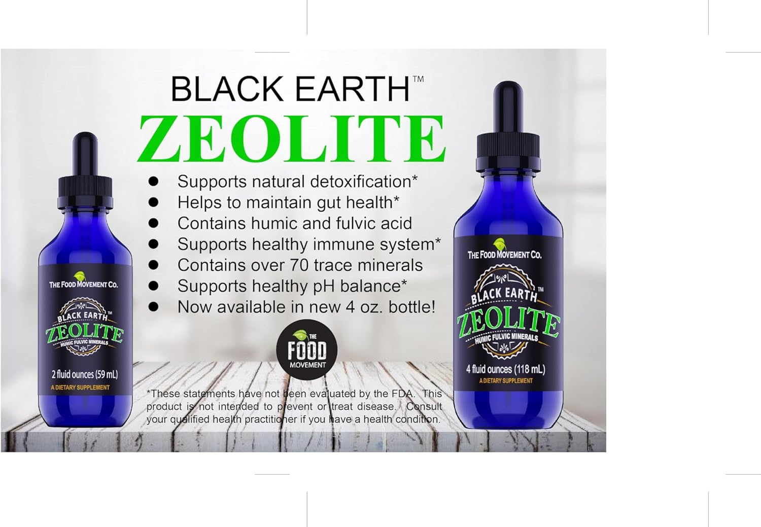 Black Earth Zeolite with Humic Fulvic Acids Trace Minerals Liquid Drops Supplement for Detox, Gut Health, Immune Support - 2oz for Adults and Kids - Espot.com.au