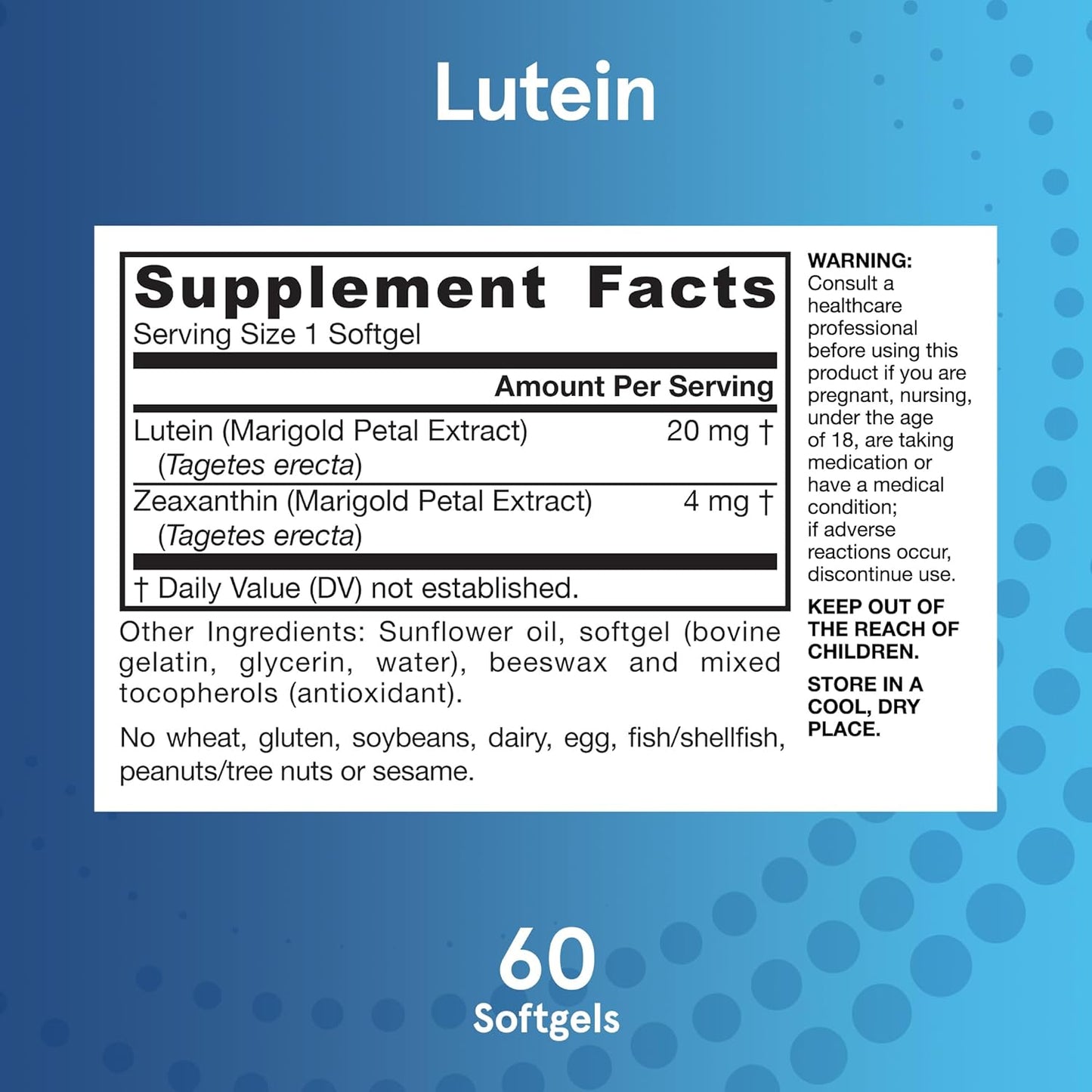 Jarrow Formulas Lutein 20mg with Zeaxanthin Softgels - Visual Function & Macular Health Support - 60 Day Supply - Espot.com.au