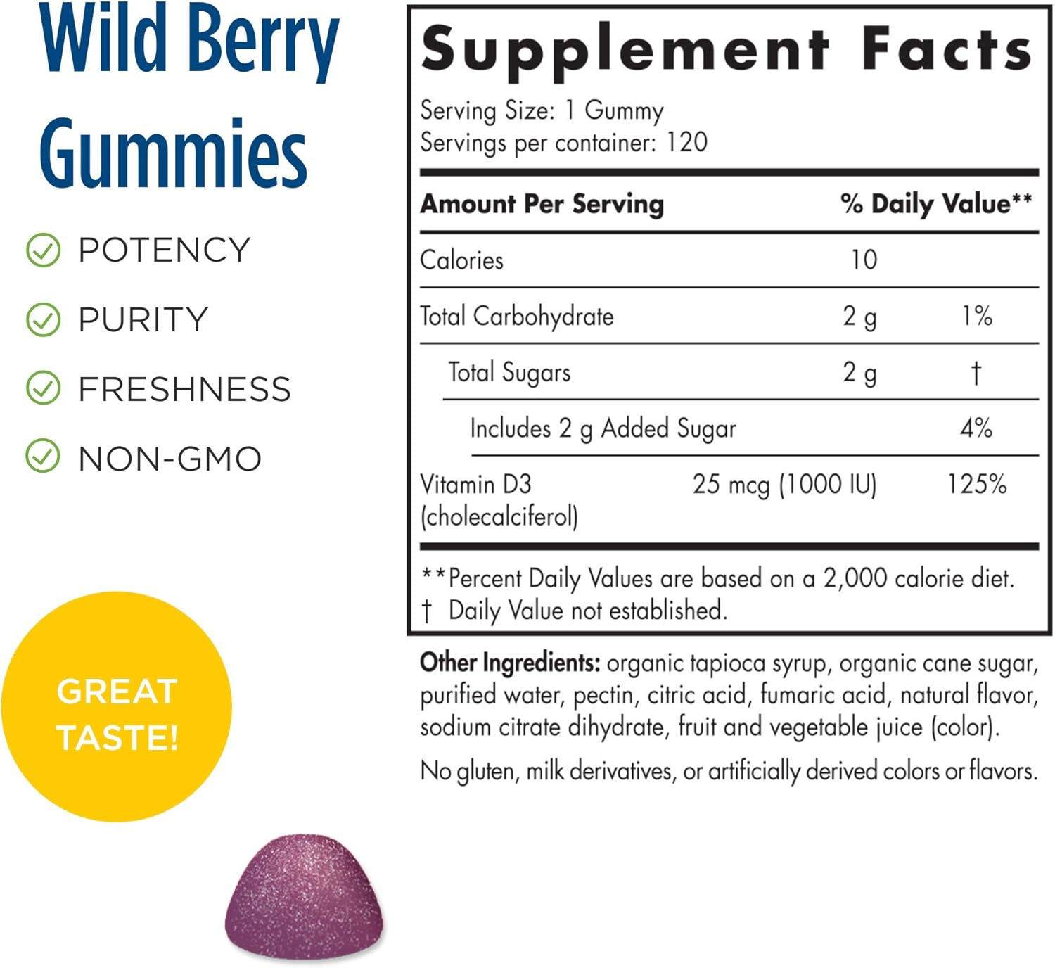 NSF Certified Nordic Naturals Wild Berry Vitamin D3 Gummies - 120 Servings of 1000 IU - Non-GMO, Healthy Bones, Mood & Immune Support - Espot.com.au