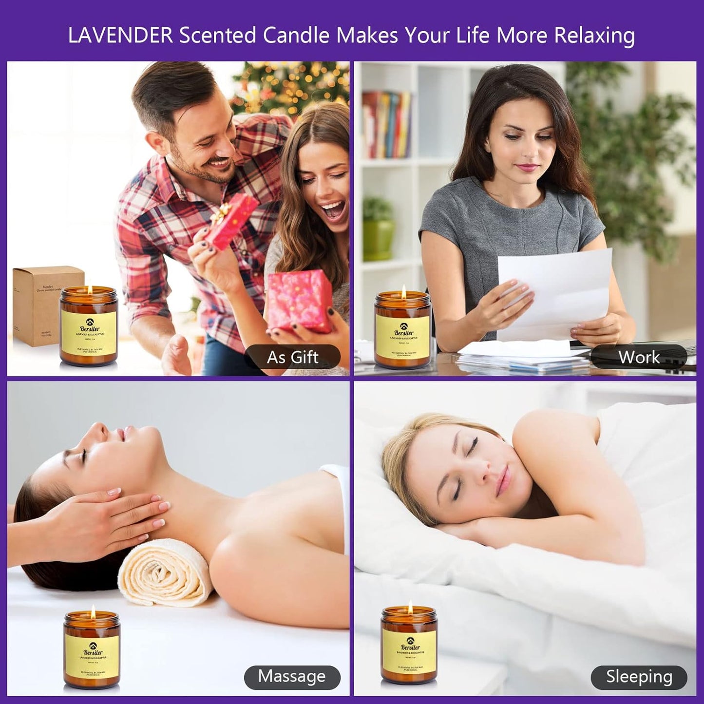 7oz Lavender Eucalyptus Aromatherapy Candle for Stress Relief - Soy Wax Blend, Ideal Gift for Women on Birthdays & Christmas - Home & Bedroom Relaxation Candle - Espot.com.au