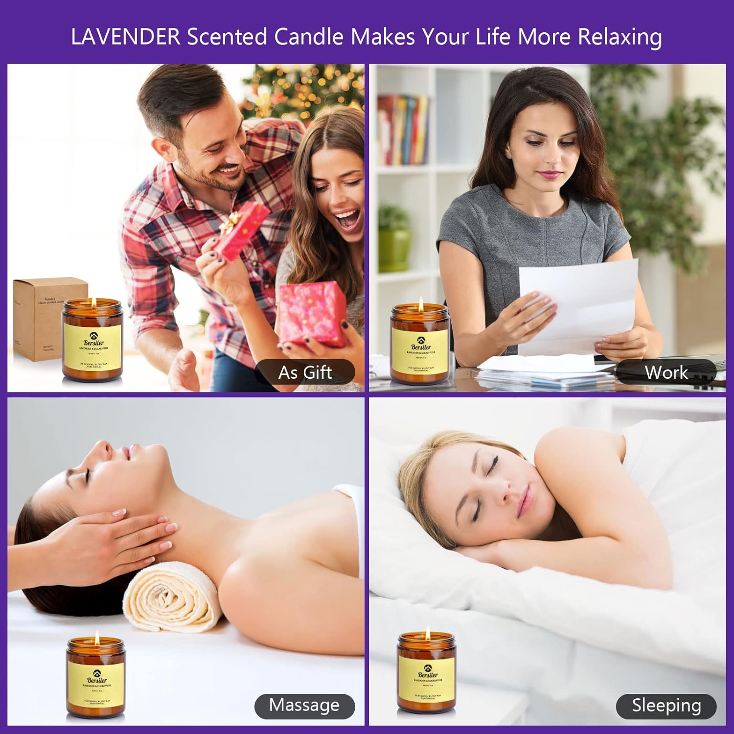 7oz Lavender Eucalyptus Aromatherapy Candle for Stress Relief - Soy Wax Blend, Ideal Gift for Women on Birthdays & Christmas - Home & Bedroom Relaxation Candle - Espot.com.au
