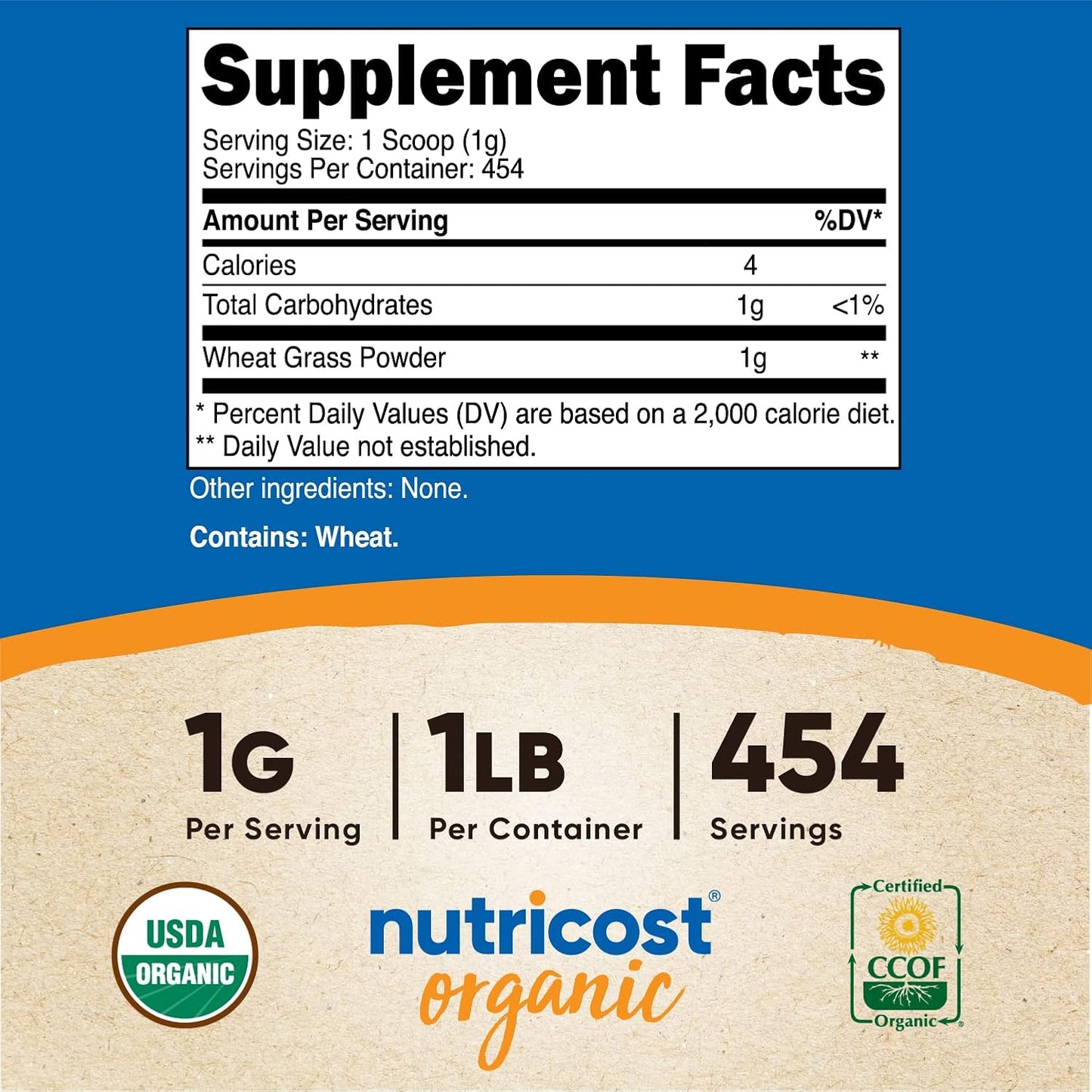 Organic Wheatgrass Powder - 1 LB Non-GMO Superfood by Nutricost - Espot.com.au