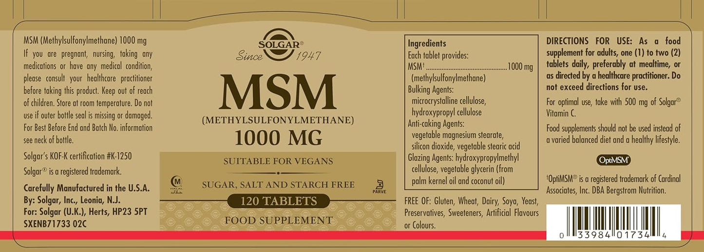 solgar-msm-1000-mg-tablets---120-count---supports-joint-health-connective-tissue---non-gmo-vegan-gluten-free-dairy-free---kosher-halal---120-servings-2