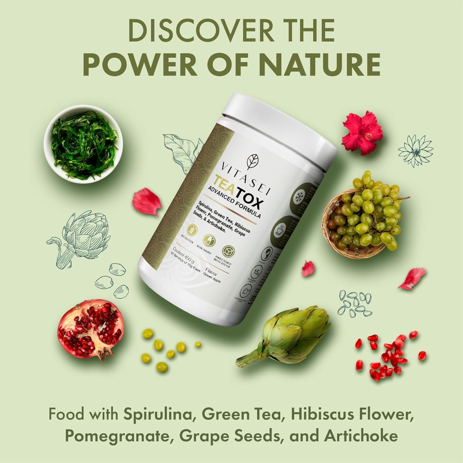 detox-cleanse-support-powder-with-green-tea-spirulina-artichoke-jamaican-flower-grape-seeds---meal-replacement-powder-for-digestion-boost---green-apple-flavor---16oz-3