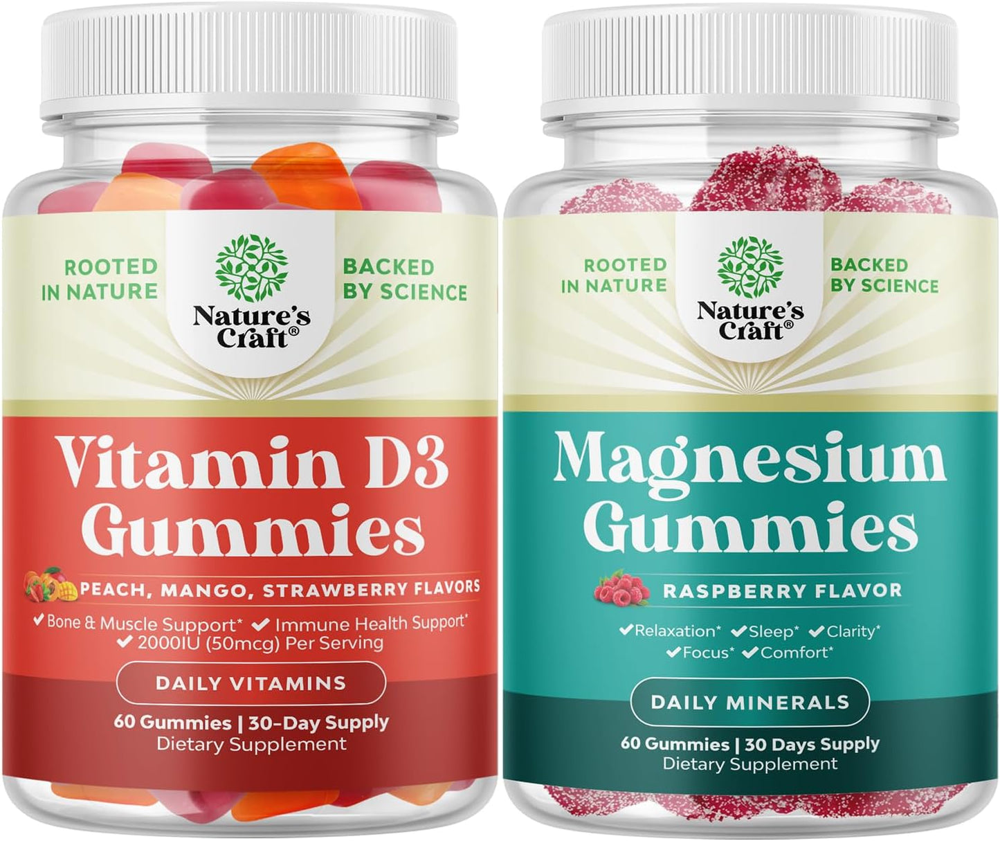 Vitamin D3 and Magnesium Gummies Bundle for Bone, Muscle, and Immune Support with Sleep Aid for Adults - Espot.com.au