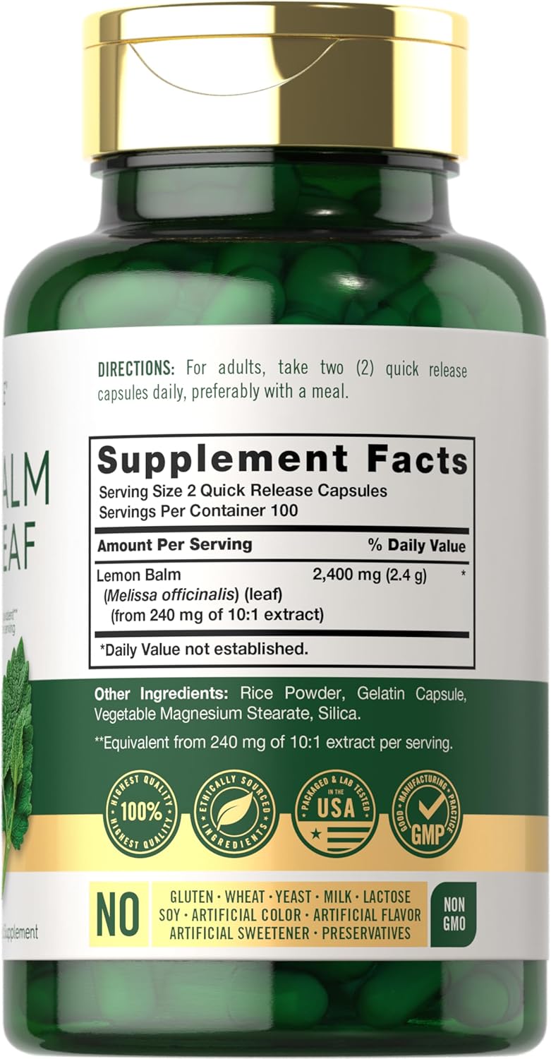 200-count-carlyle-lemon-balm-capsules---non-gmo-gluten-free-melissa-leaf-herbal-supplement-2