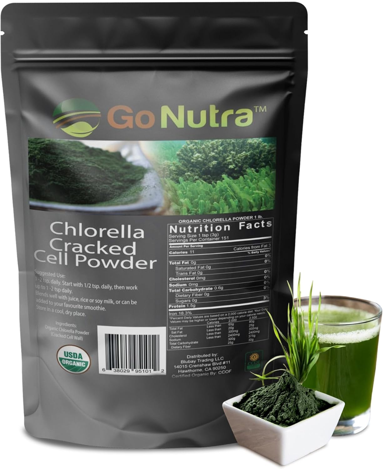 Chlorella Greens Superfood Powder - Pure Green Powder with Vitamins, Minerals, Antioxidants, Non-GMO, Vegan, 16 oz - Espot.com.au