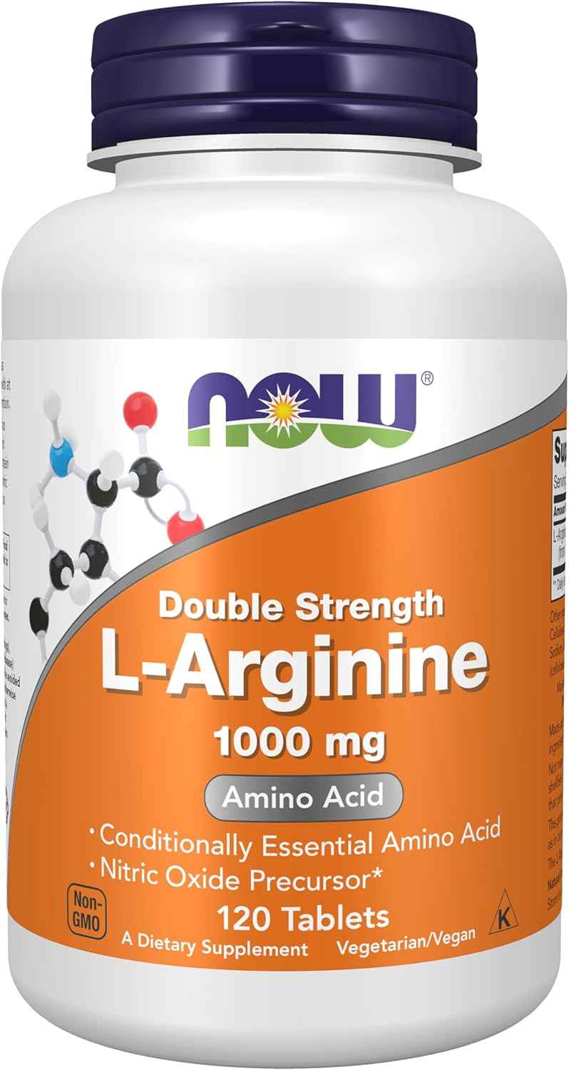 NOW Foods L-Arginine 1000mg Tablets - Nitric Oxide Precursor for Cardiovascular Health - Amino Acid Supplement - 120 Count