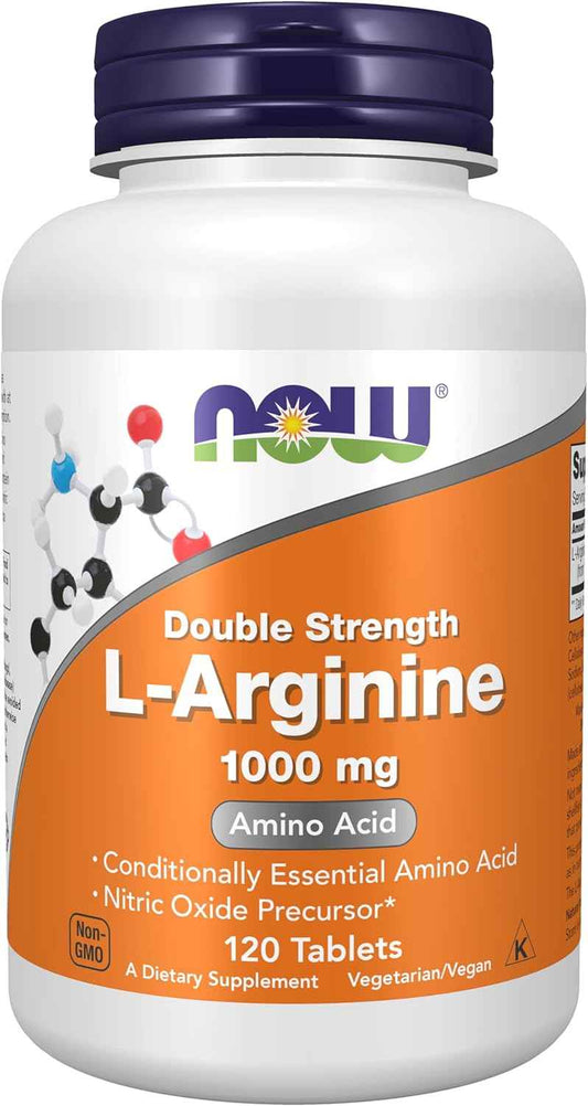 NOW Foods L-Arginine 1000mg Tablets - Nitric Oxide Precursor for Cardiovascular Health - Amino Acid Supplement - 120 Count