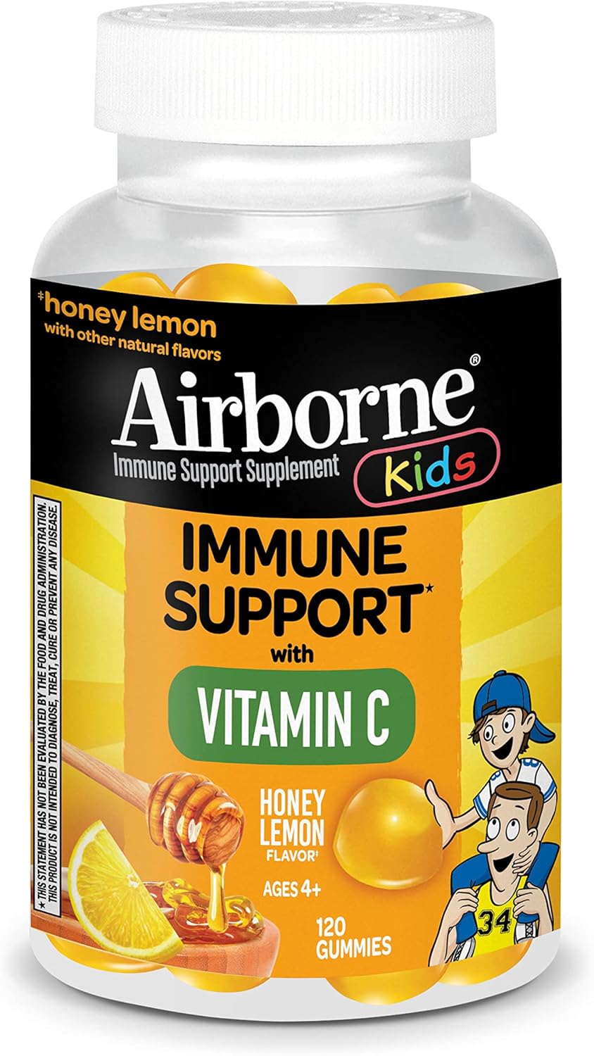 Kids Immune Support Gummies with Vitamin C & Zinc - 120 Count, Honey Lemon Flavor, Antioxidant-Rich Formula for Children's Health - Espot.com.au