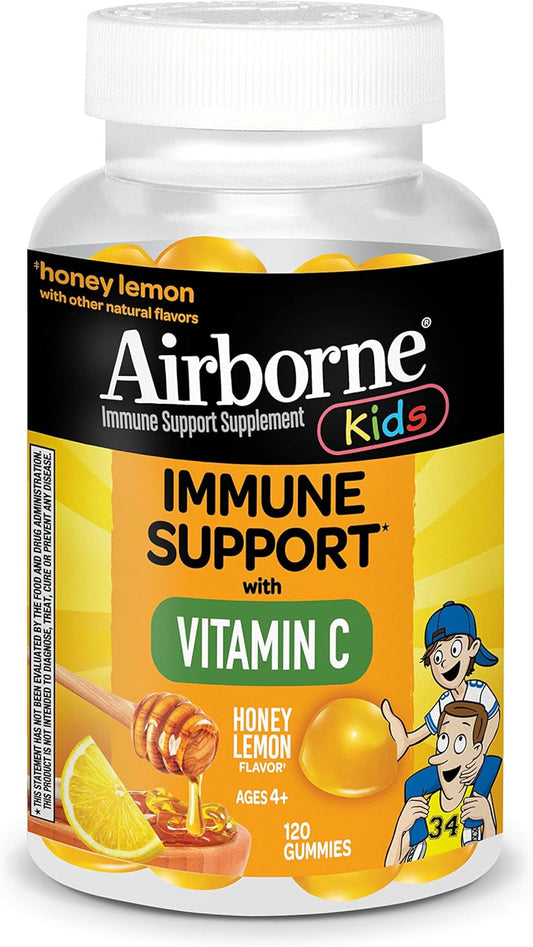 Kids Immune Support Gummies with Vitamin C & Zinc - 120 Count, Honey Lemon Flavor, Antioxidant-Rich Formula for Children's Health - Espot.com.au