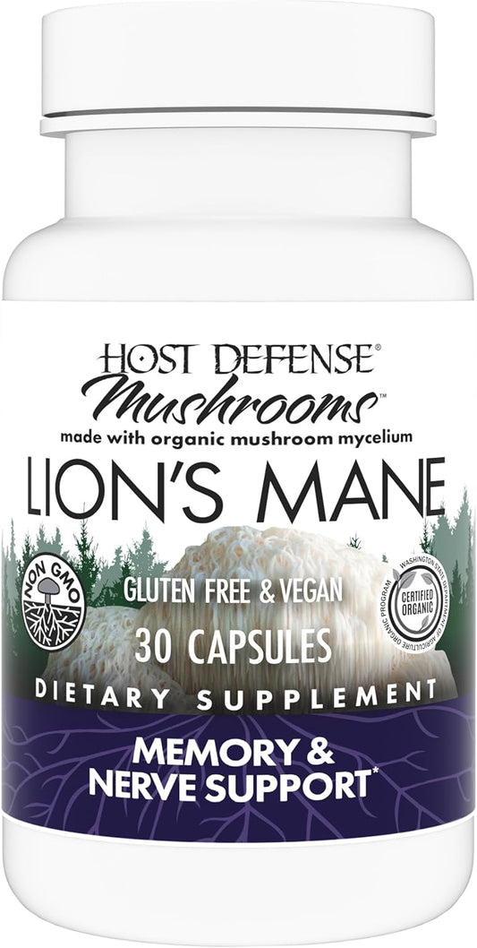 Lion's Mane Mushroom Brain Health Supplement - Supports Focus, Memory, Immune & Nervous System - 30 Capsules - Espot.com.au