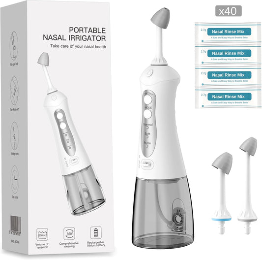 luckin-smile-nasal-rinse-machine-for-sinus-relief---ipx7-waterproof-3-pressure-settings-automatic-neti-pot-with-40-saline-packets---300ml-tank---travel-and-home-use-1