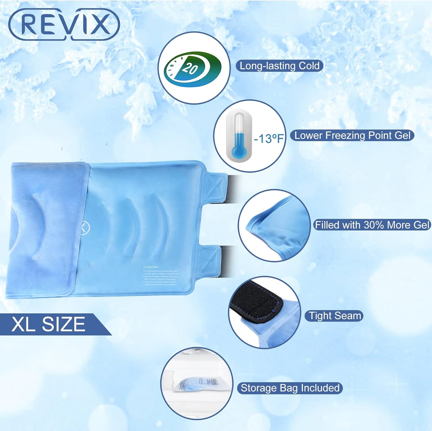 Set of 2 Blue Knee Ice Wrap with Gel Packs for Surgery, Injuries, Arthritis, ACL, and Recovery - REVIX XL - Espot.com.au